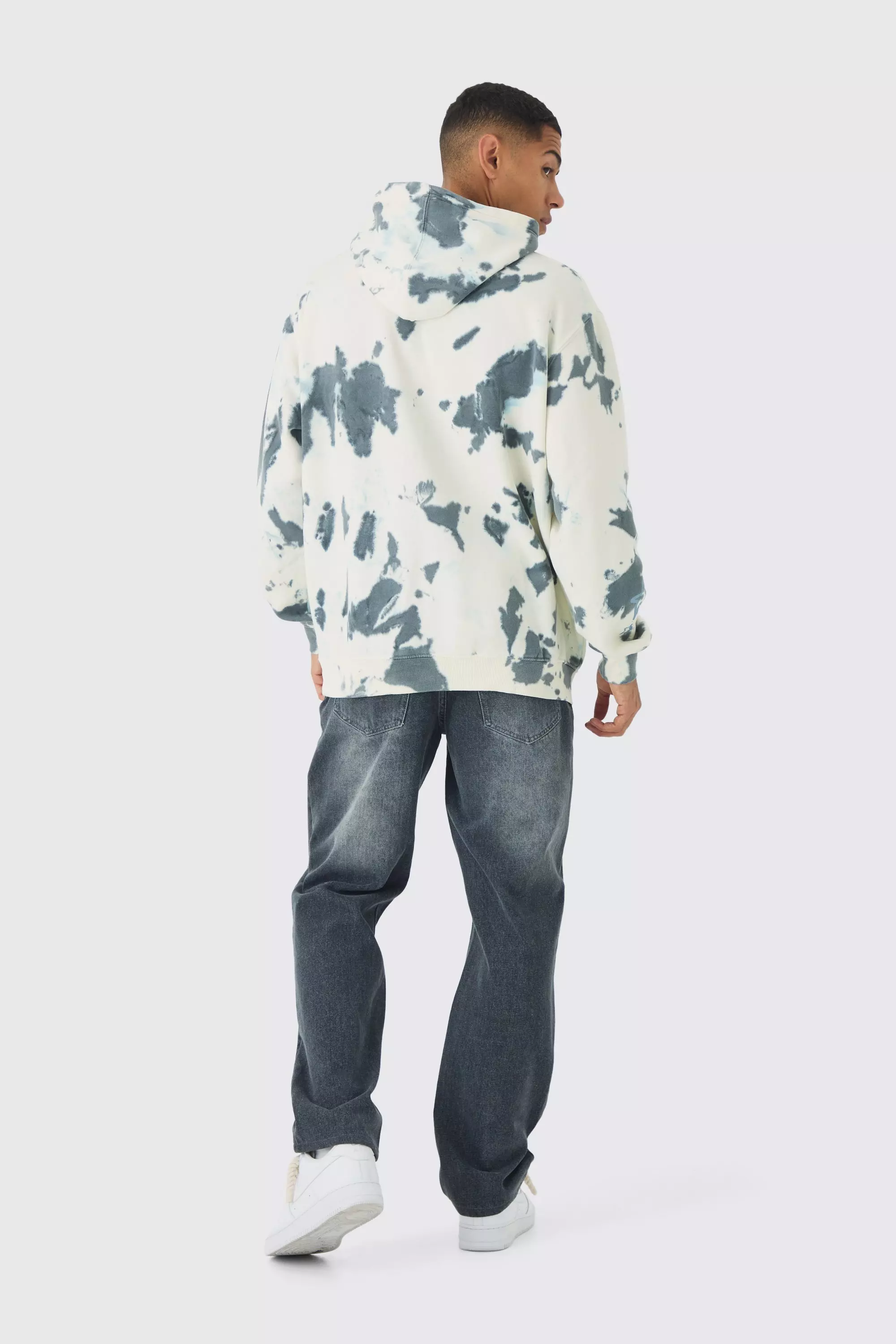Ecru Oversized Boxy Risk Print Hoodie alternative image