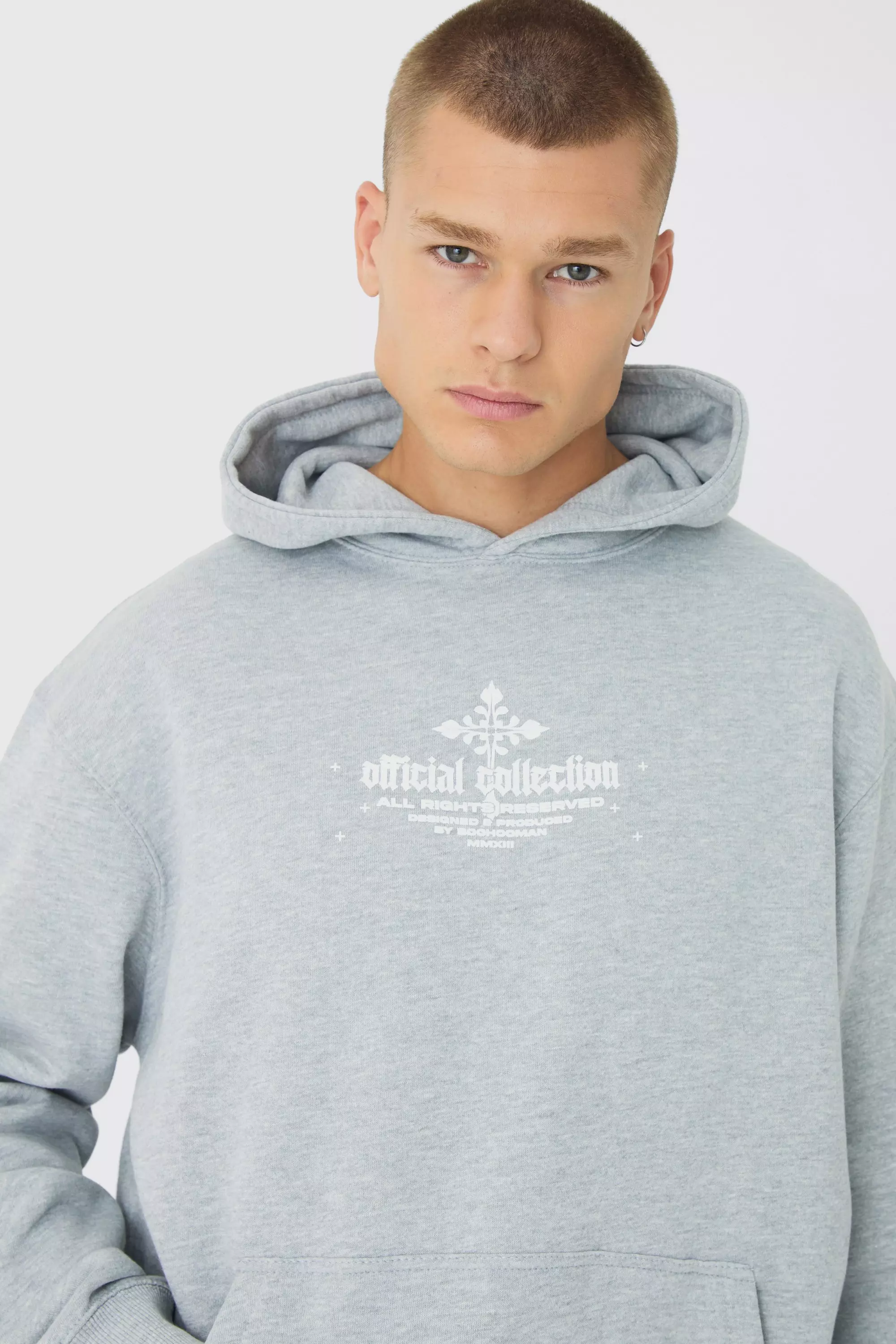 Boohooman grey hoodie shop