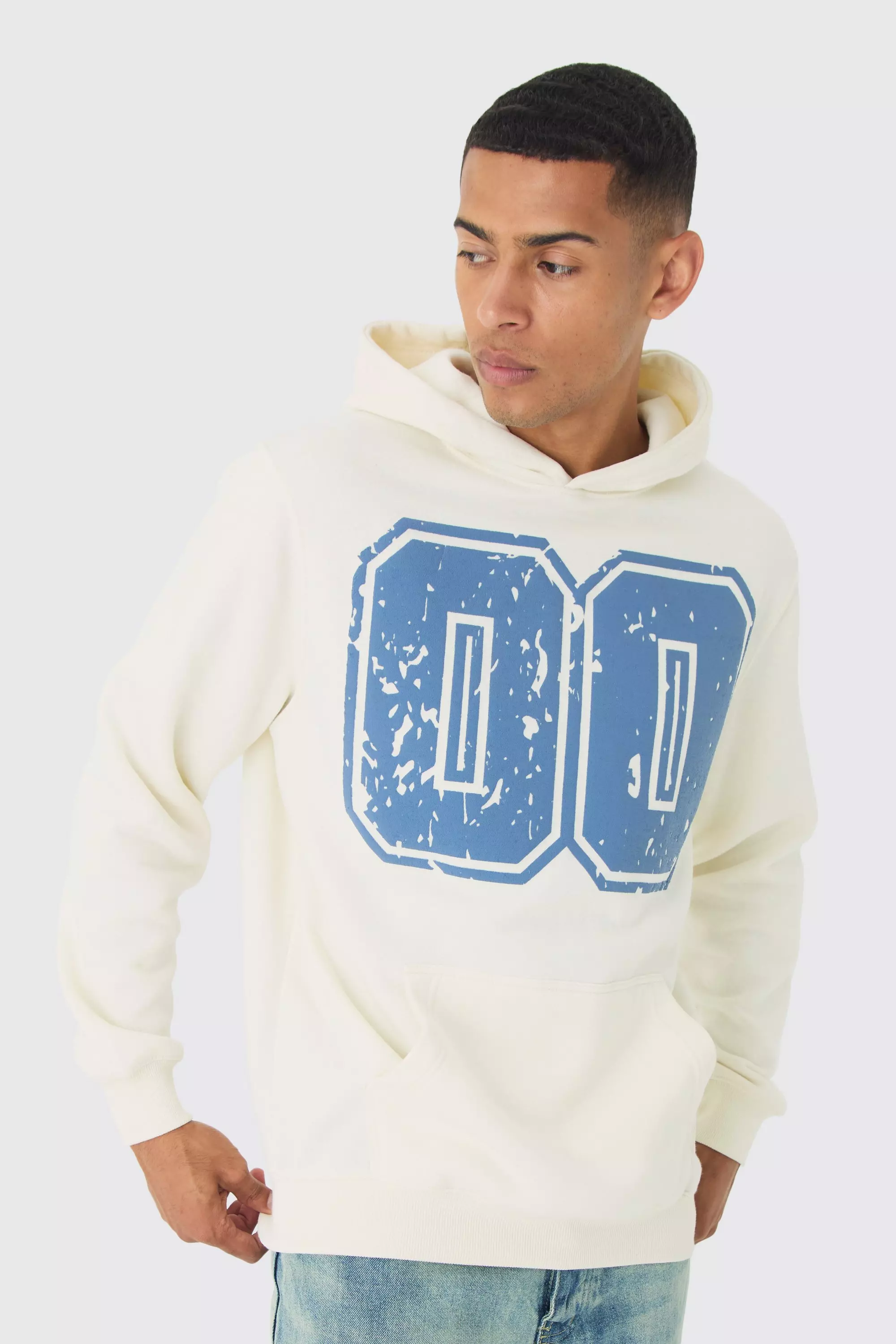 Boohooman hoodie with man print in white shop