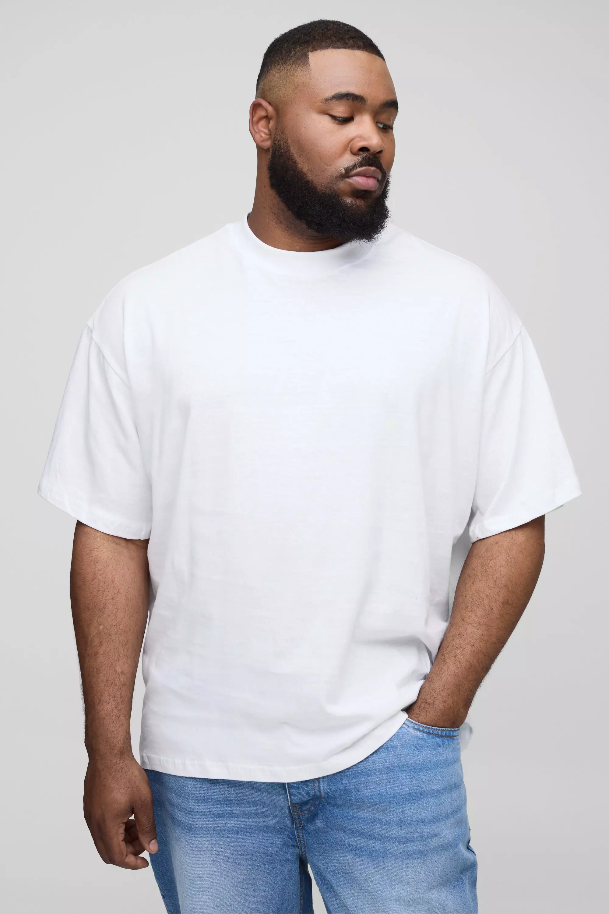 White Plus Oversized Extended Neck T-shirt alternative image