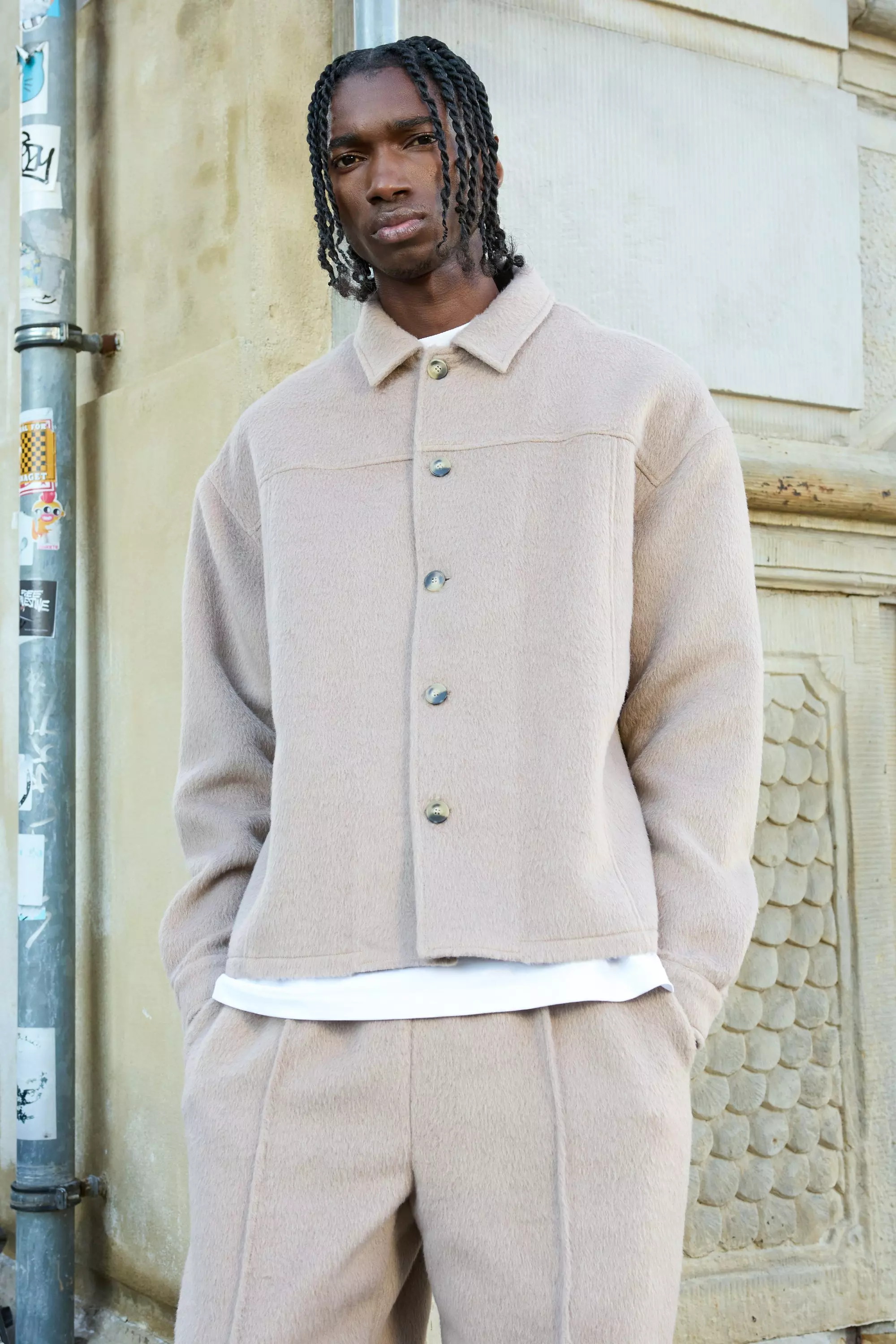 Surchemise épaisse oversize texturée, Taupe autre image