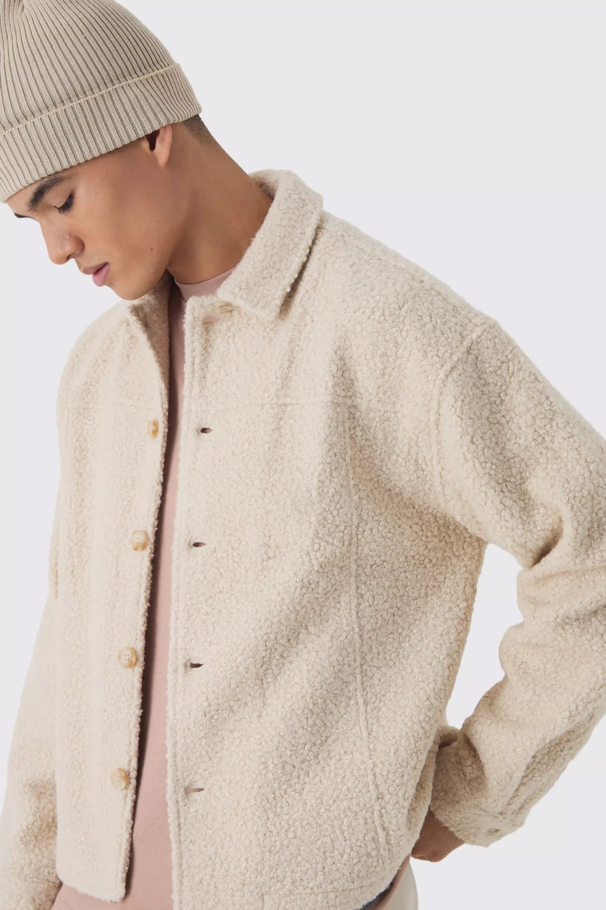 Heavyweight Oversized Boucle Overshirt Ecru