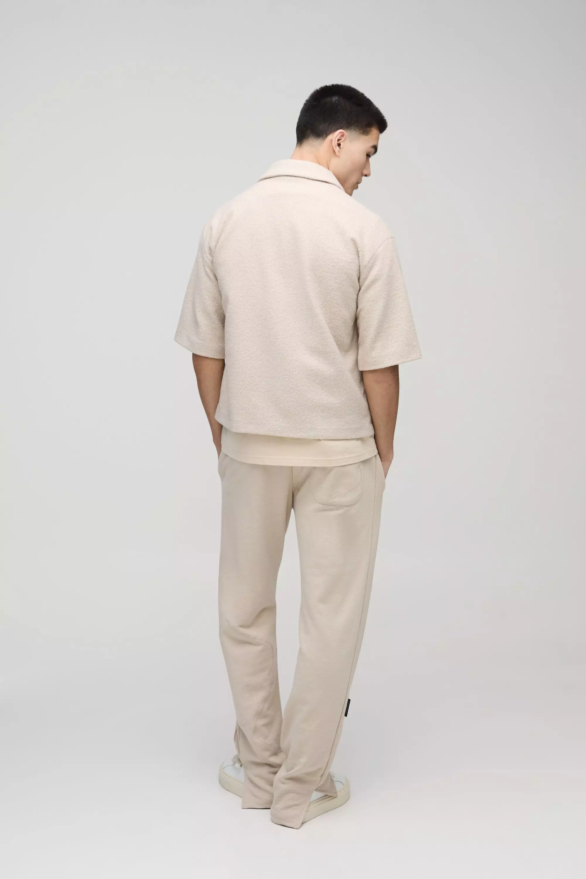 Camicia Squadrata Oversize In Bouclé, Stone immagine alternativa