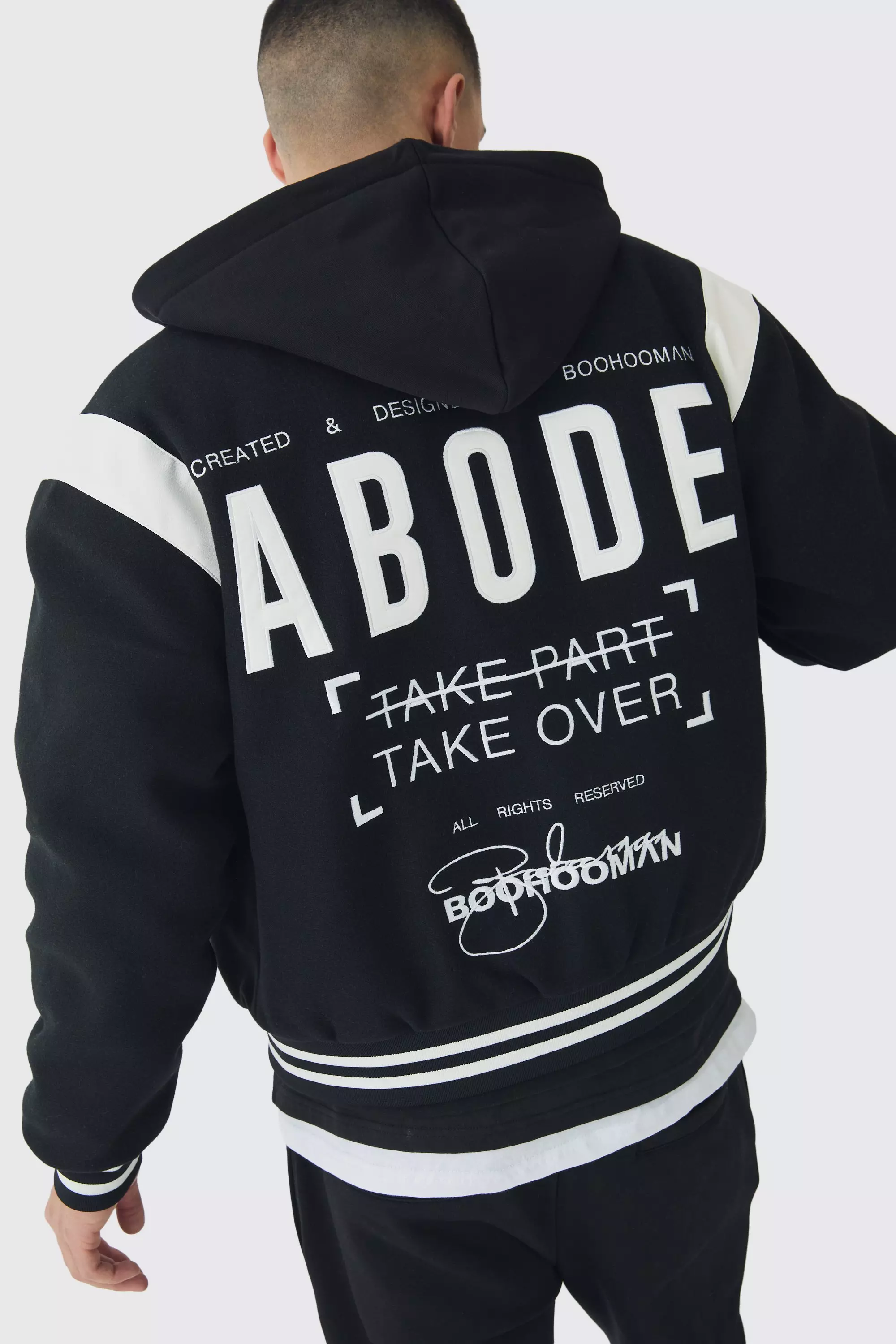 Abode Boxy Fit Varsity Jacket Black