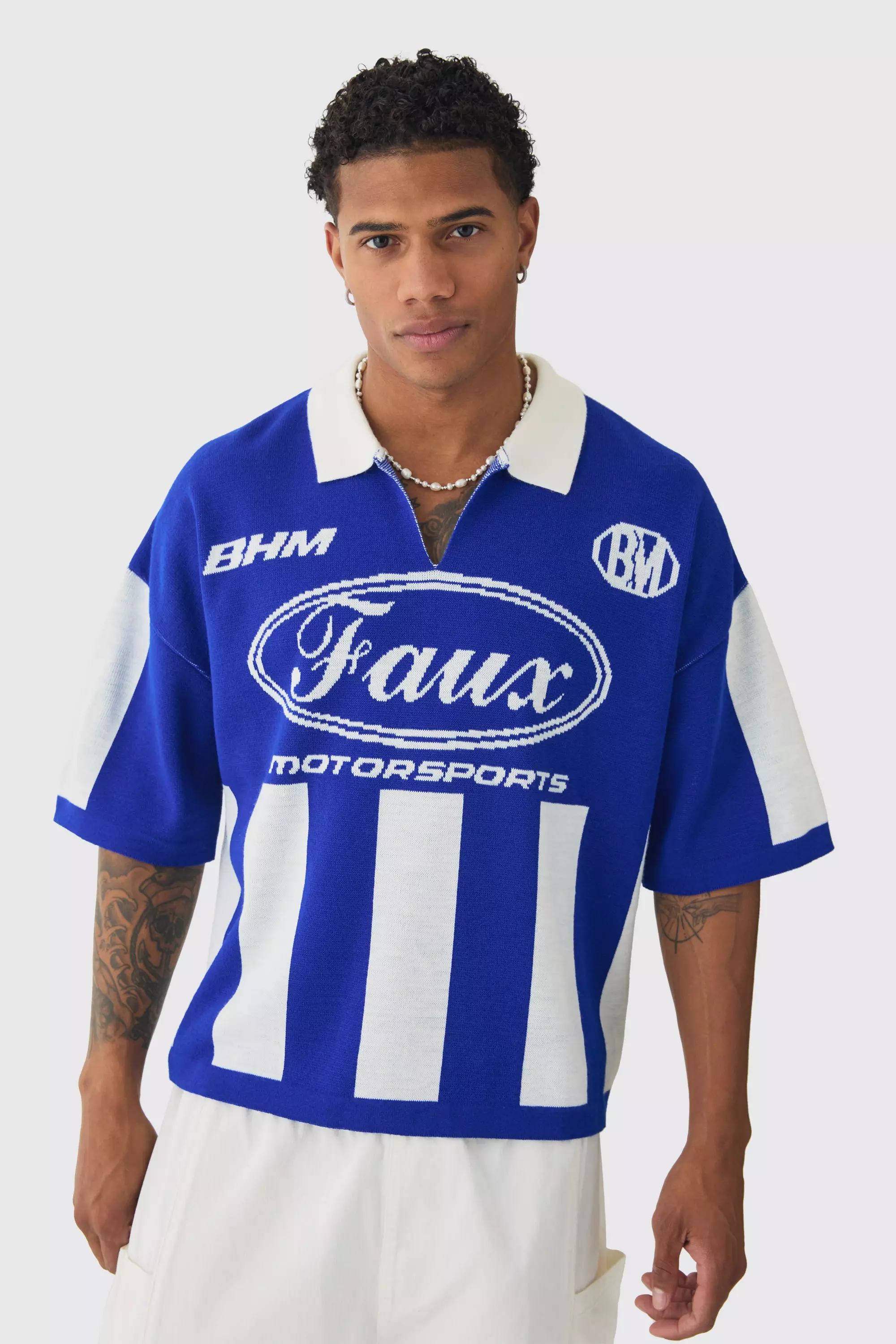 Kastiges Oversize Fußball-Poloshirt, Cobalt alternatives Bild