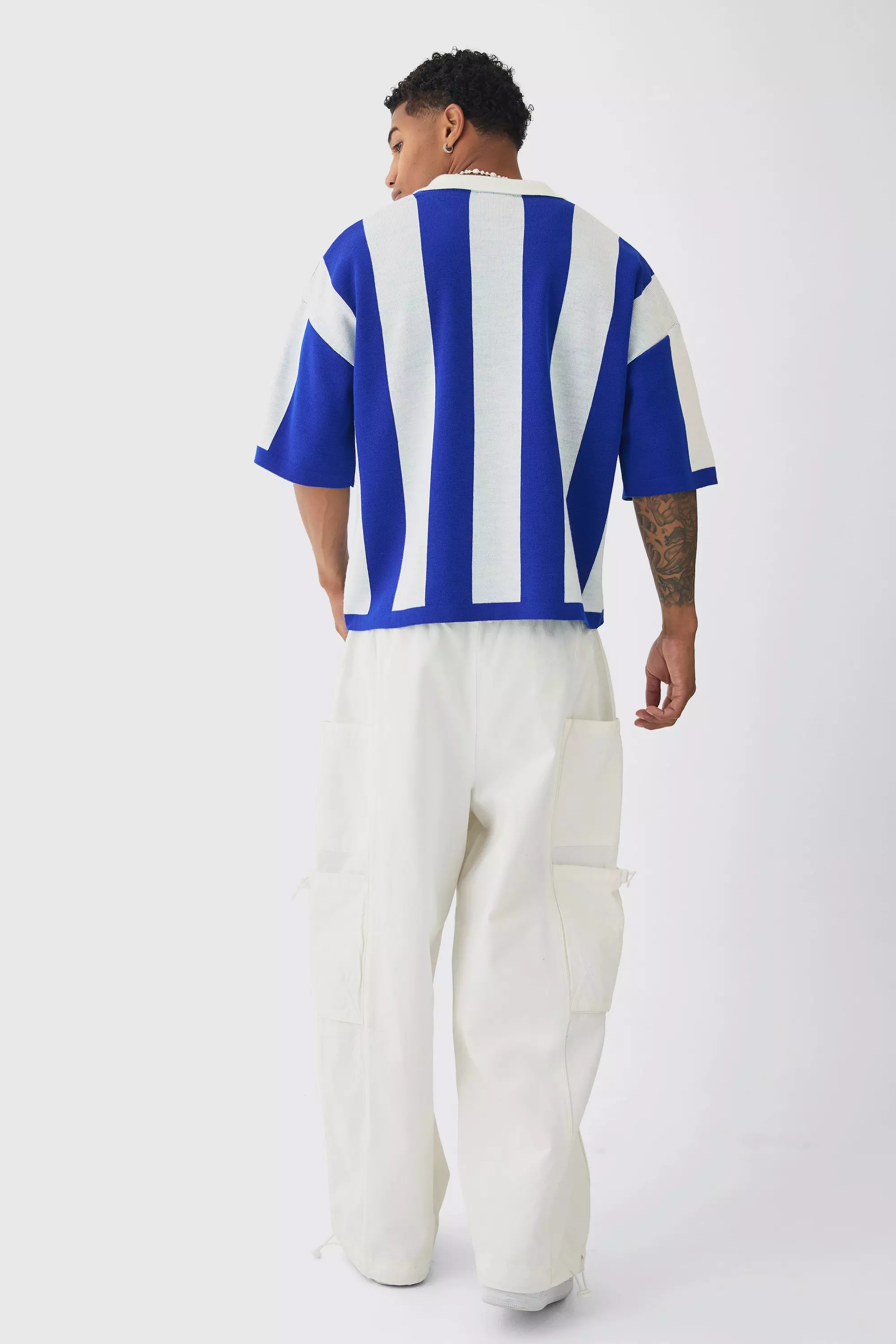 Kastiges Oversize Fußball-Poloshirt, Cobalt alternatives Bild