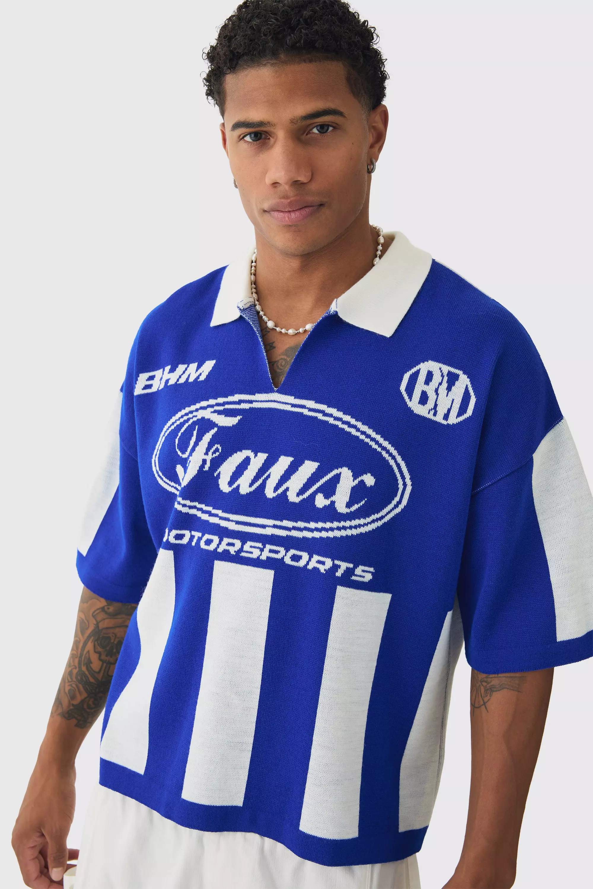 Kastiges Oversize Fußball-Poloshirt, Cobalt alternatives Bild