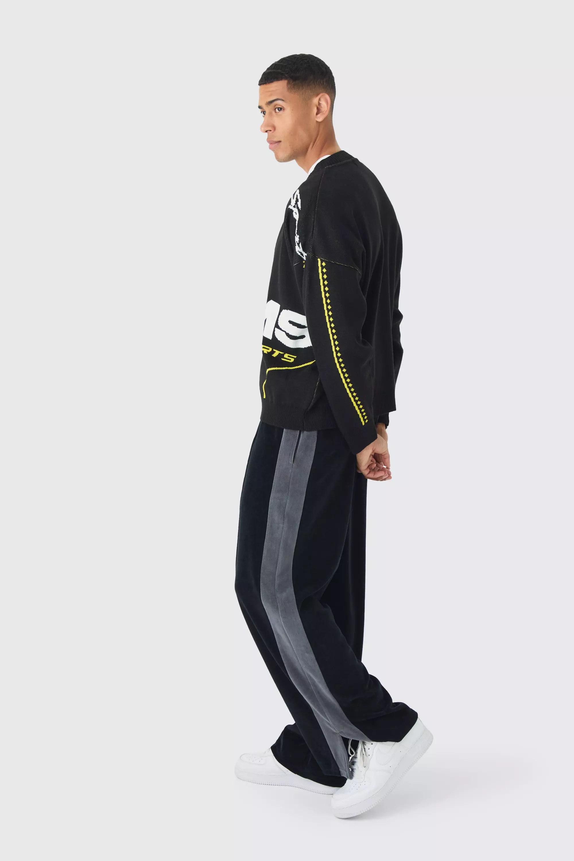 Black Oversized Boxy Moto Knitted Cardigan alternative image