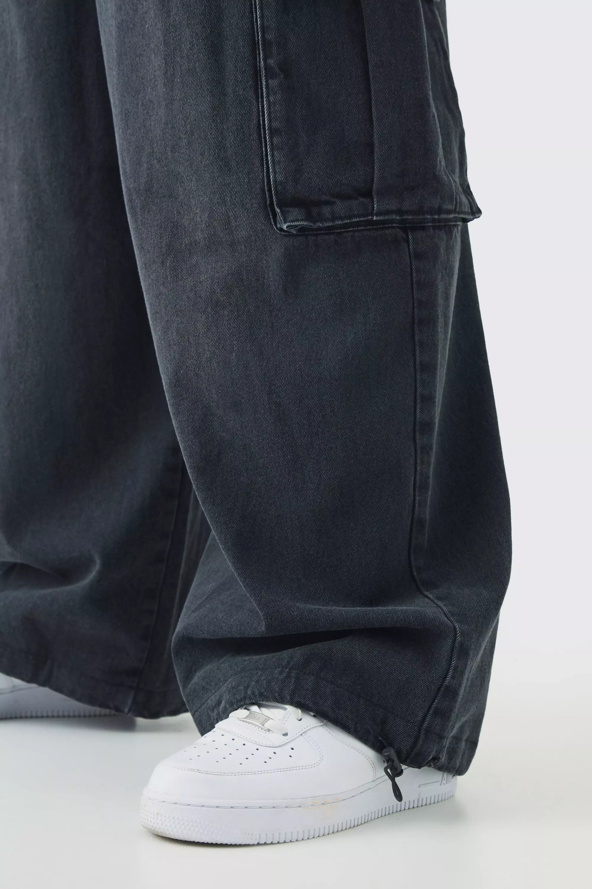 Grande taille - Jean cargo en denim, Washed black autre image