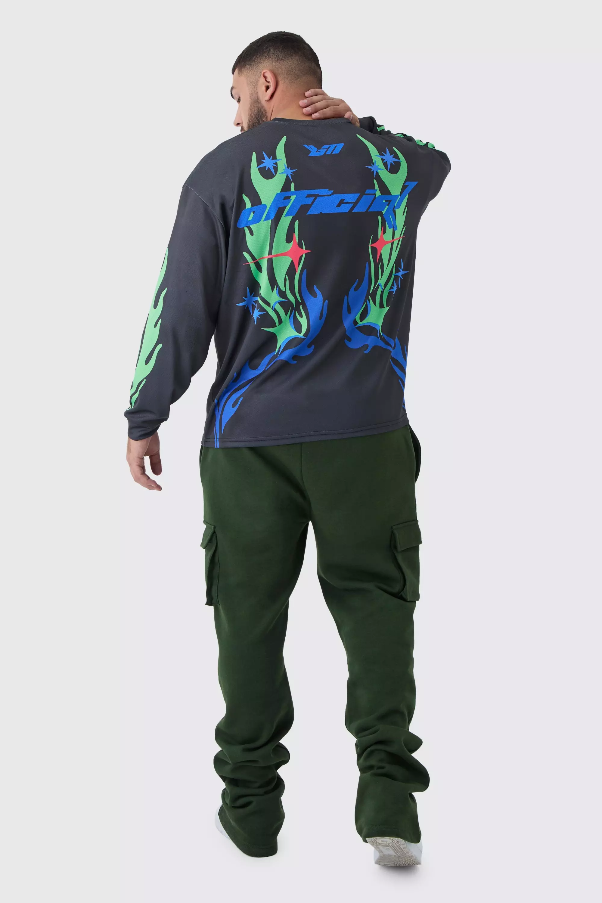 Black Plus Oversized Closed Mesh Graffiti Moto T-shirt alternative image