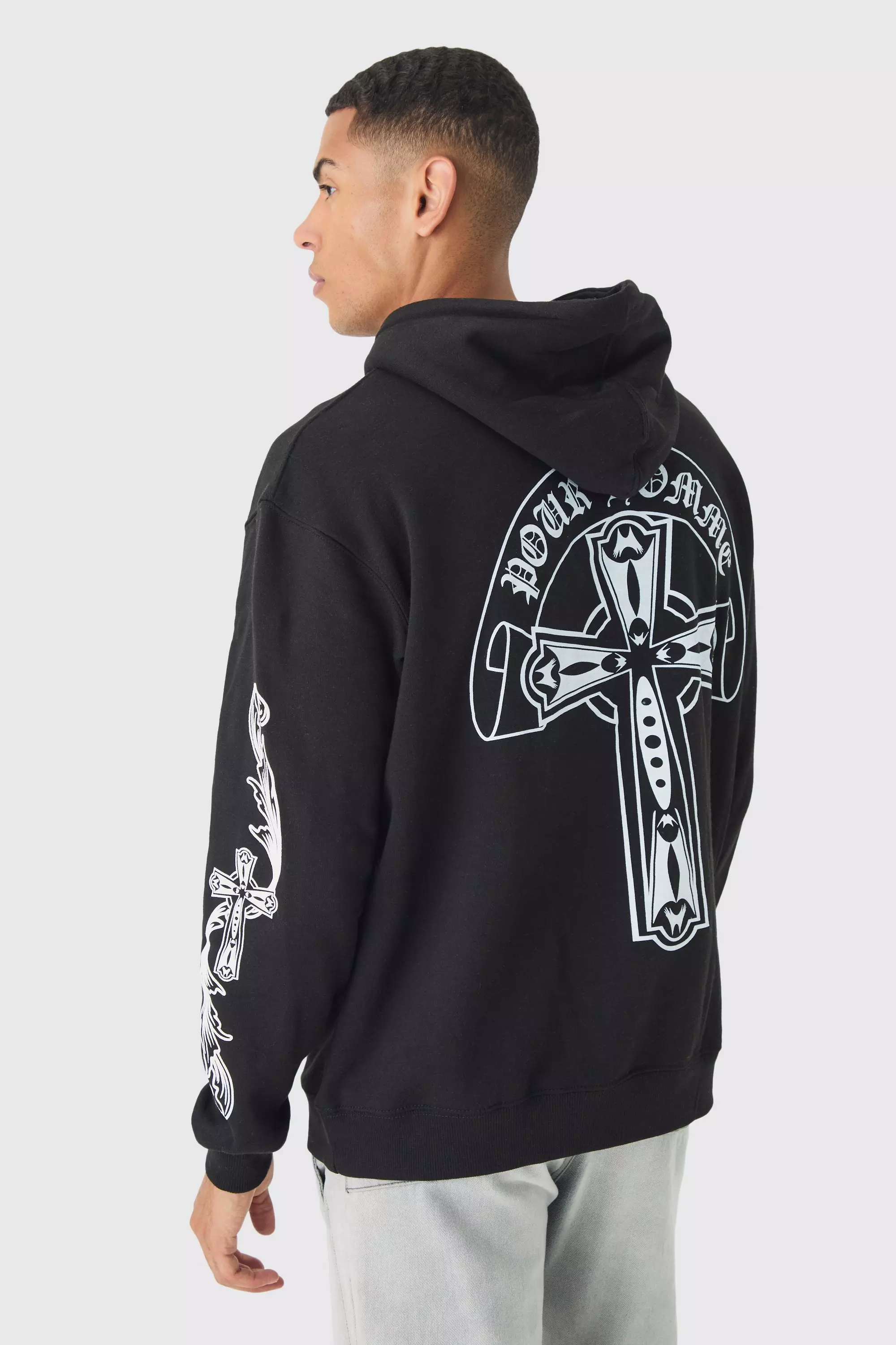 Oversized Pour Homme Cross Hoodie boohooMAN IE