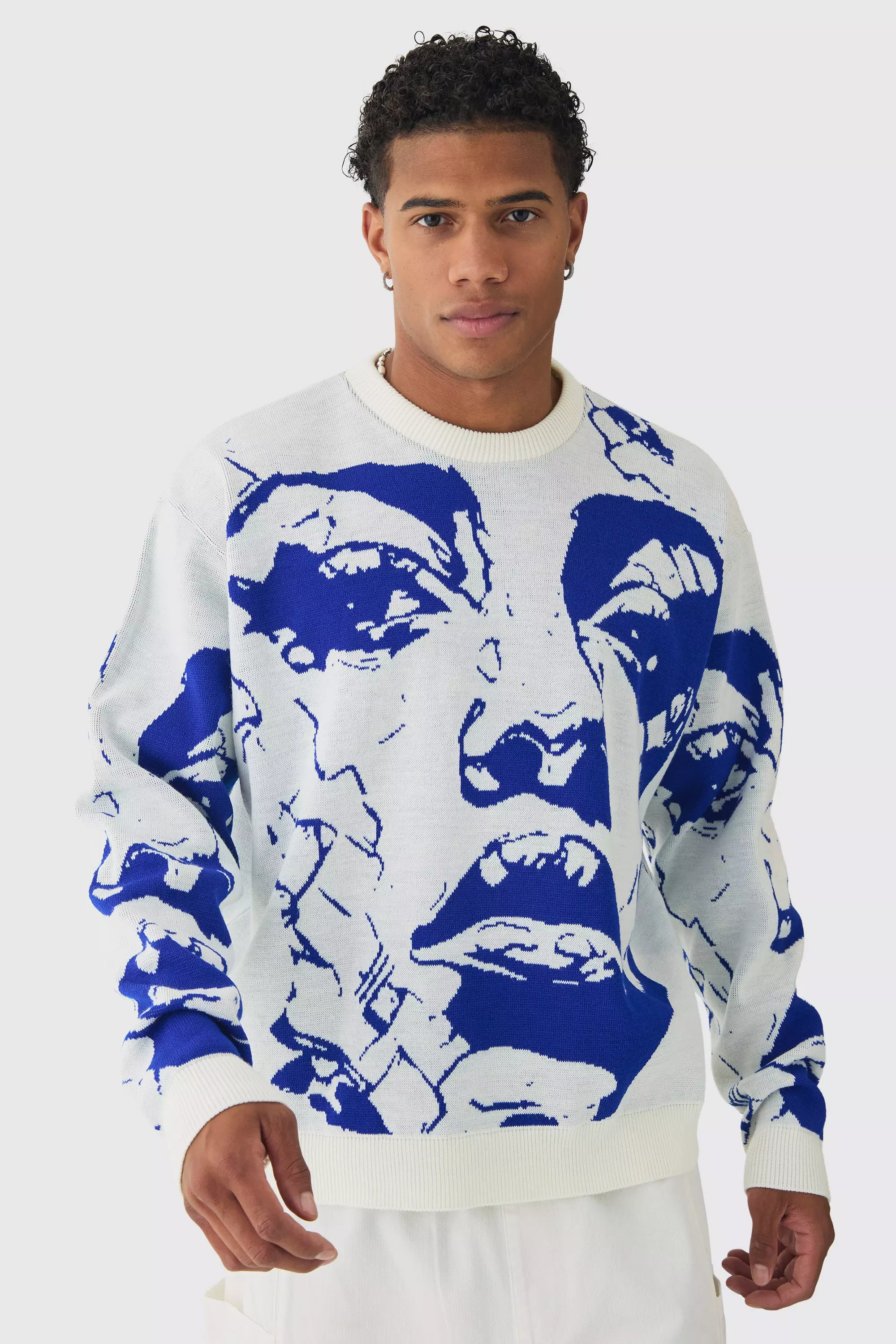 Boohooman white jumper hotsell