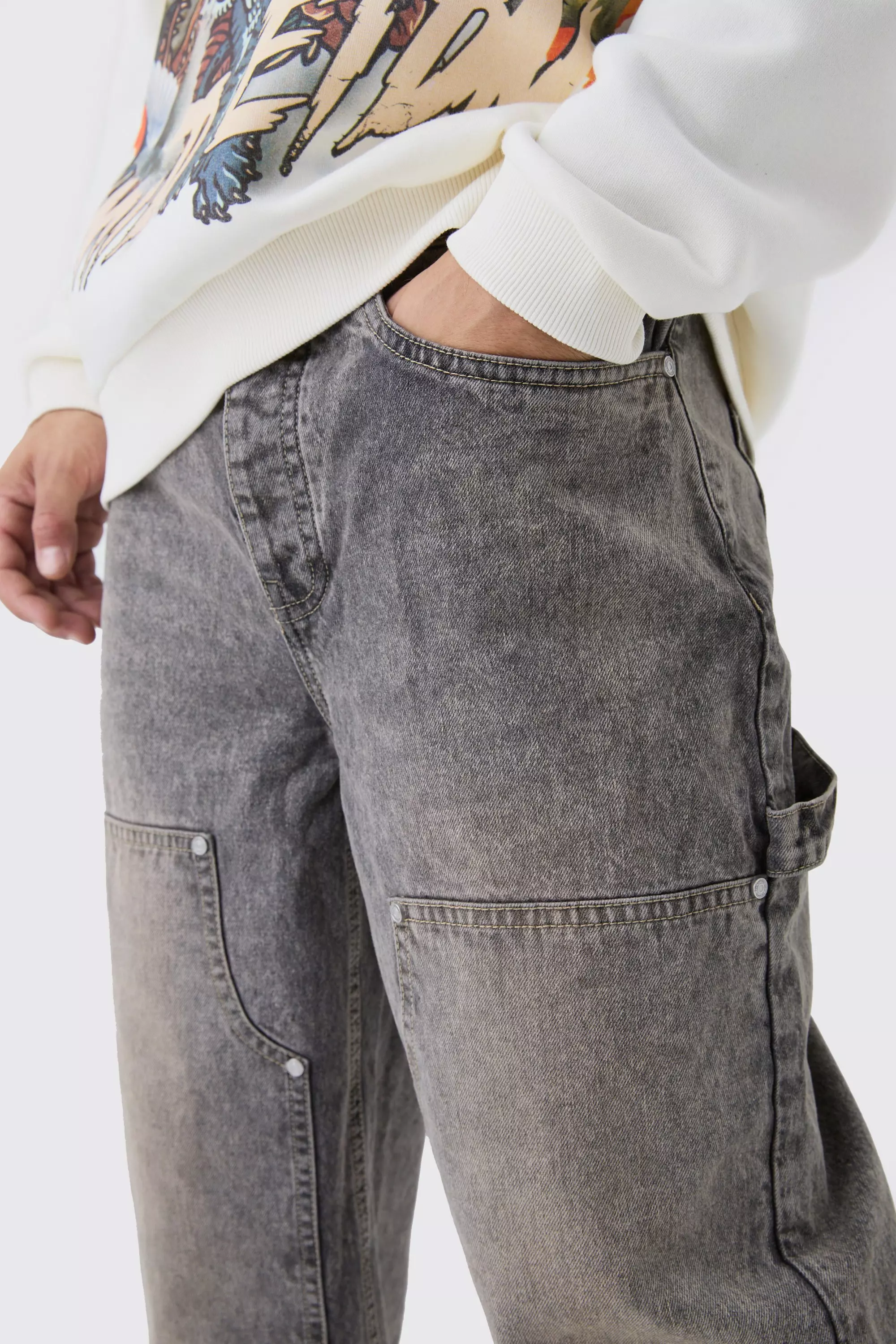 Relaxed Fit Carpenter Jeans | boohooMAN USA
