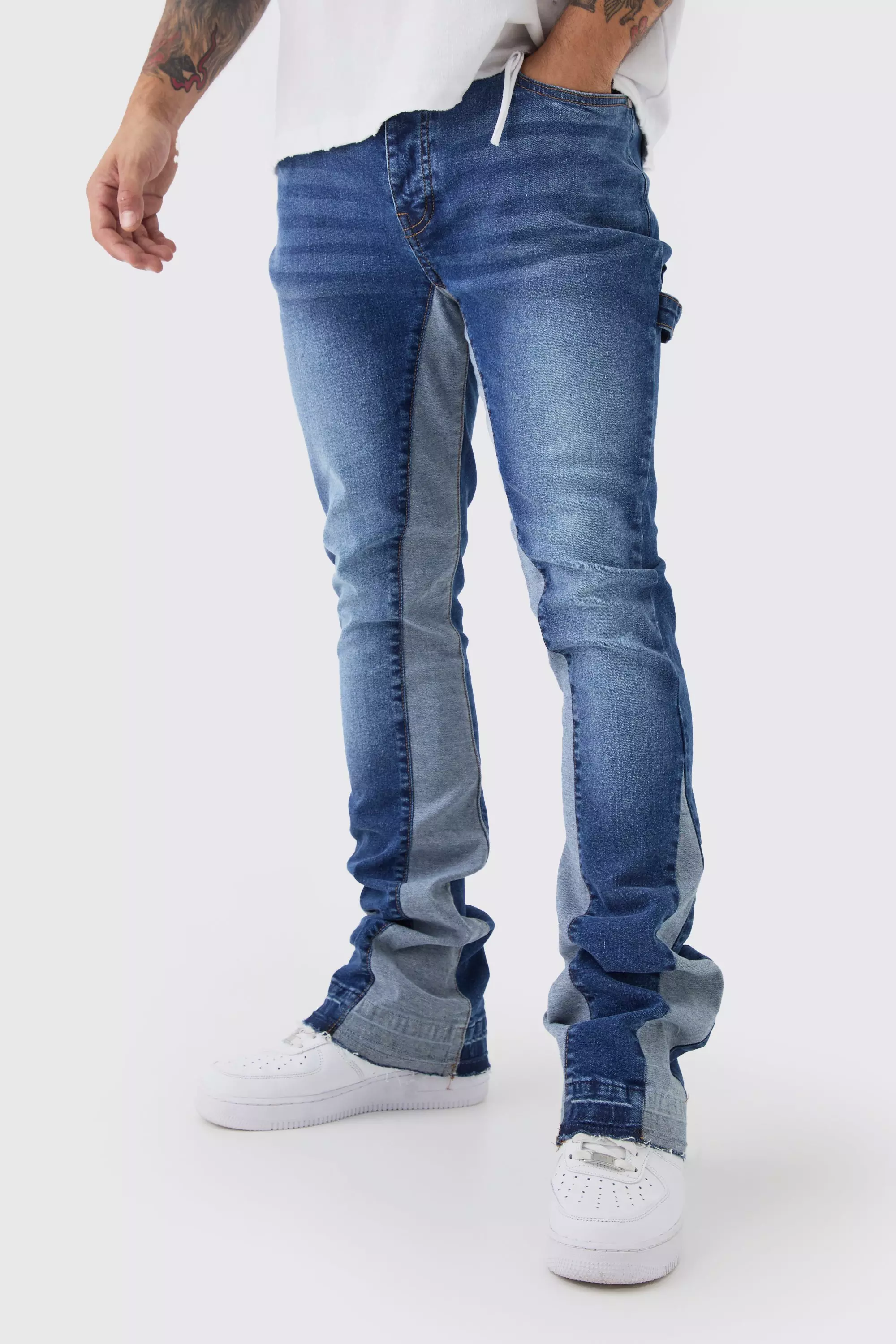 Jean flare skinny à soufflet charpentier, Blue autre image