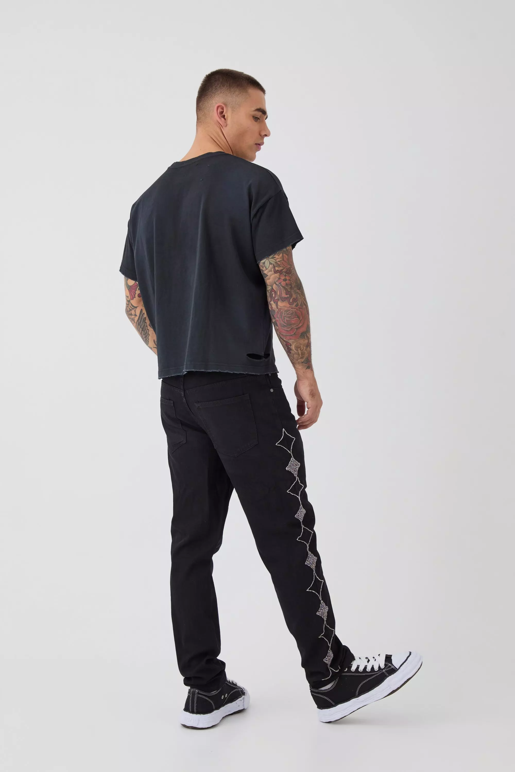 Black Slim Rigid Star Embellished Jeans alternative image