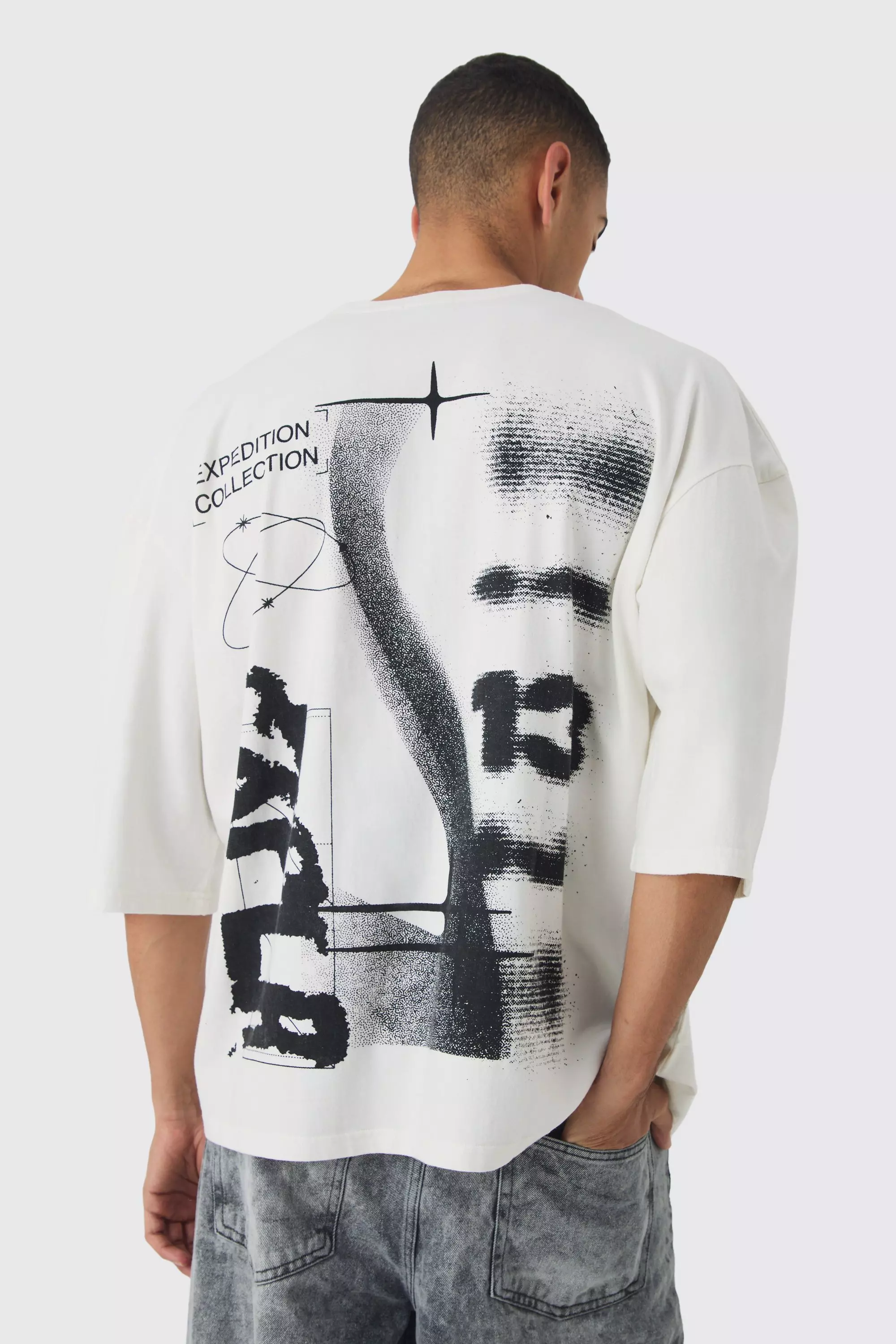 Extremes Oversize T-Shirt mit Spray Waschung, Ice grey alternatives Bild