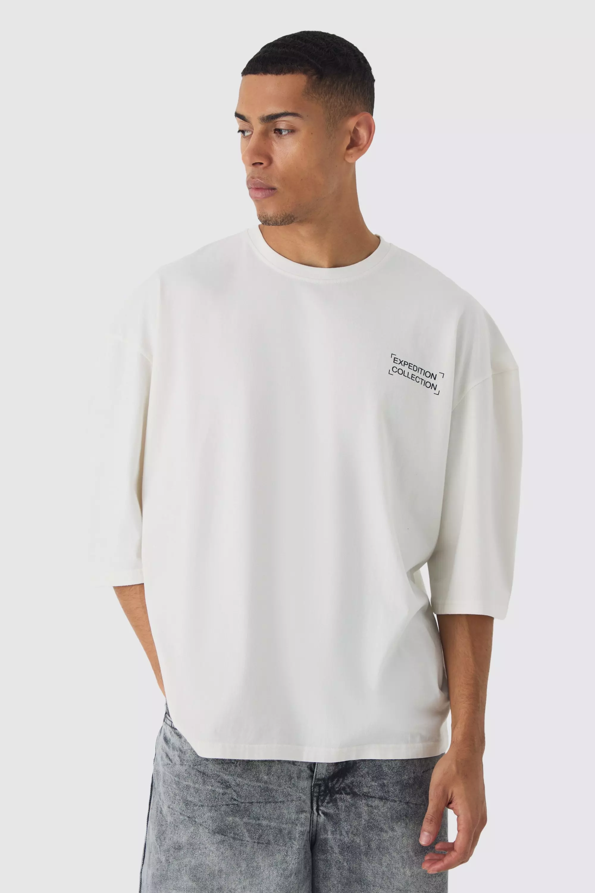 Extremes Oversize T-Shirt mit Spray Waschung, Ice grey alternatives Bild