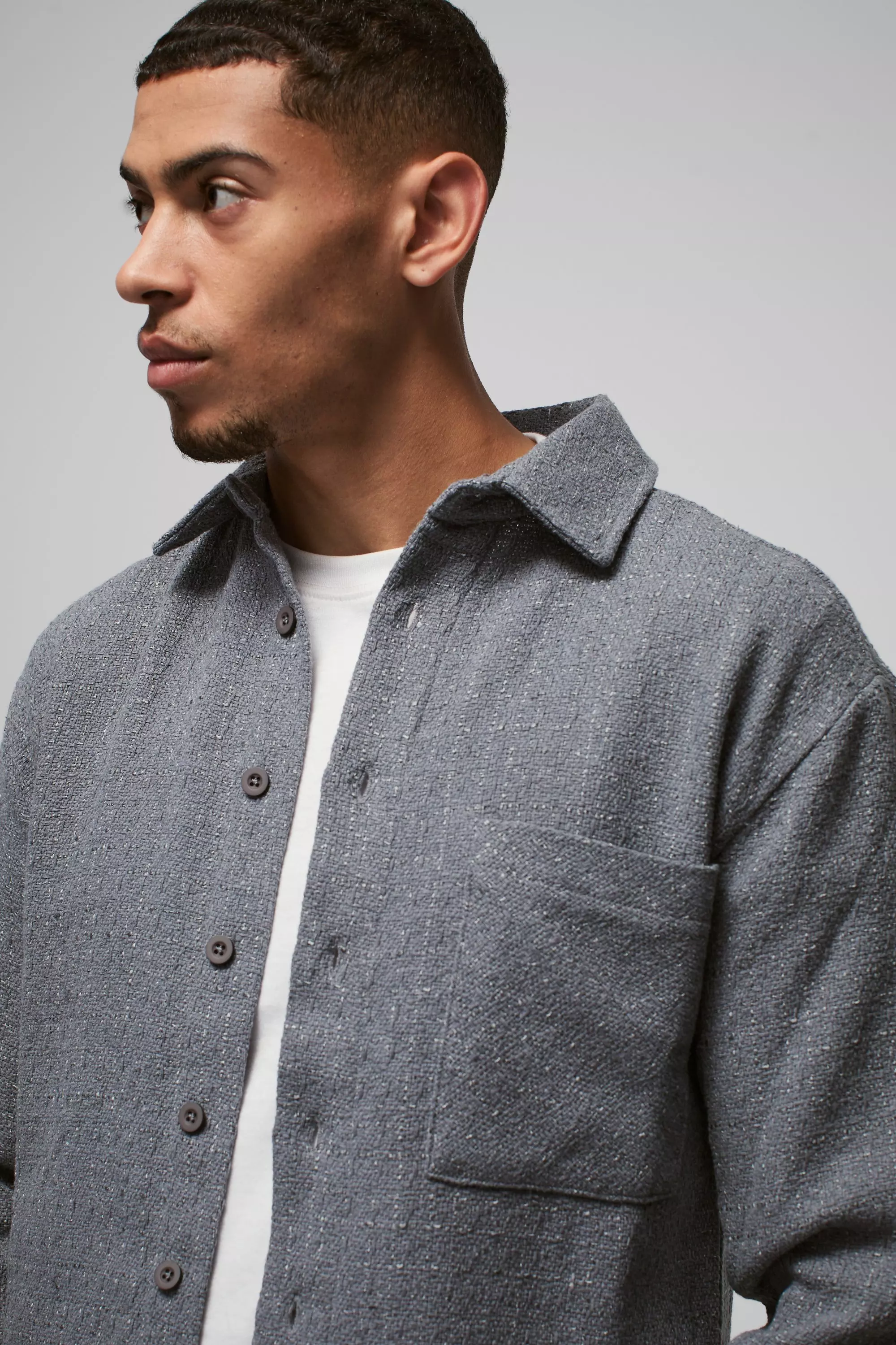 Charcoal Bouclé Regular Fit Overhemd alternatieve afbeelding
