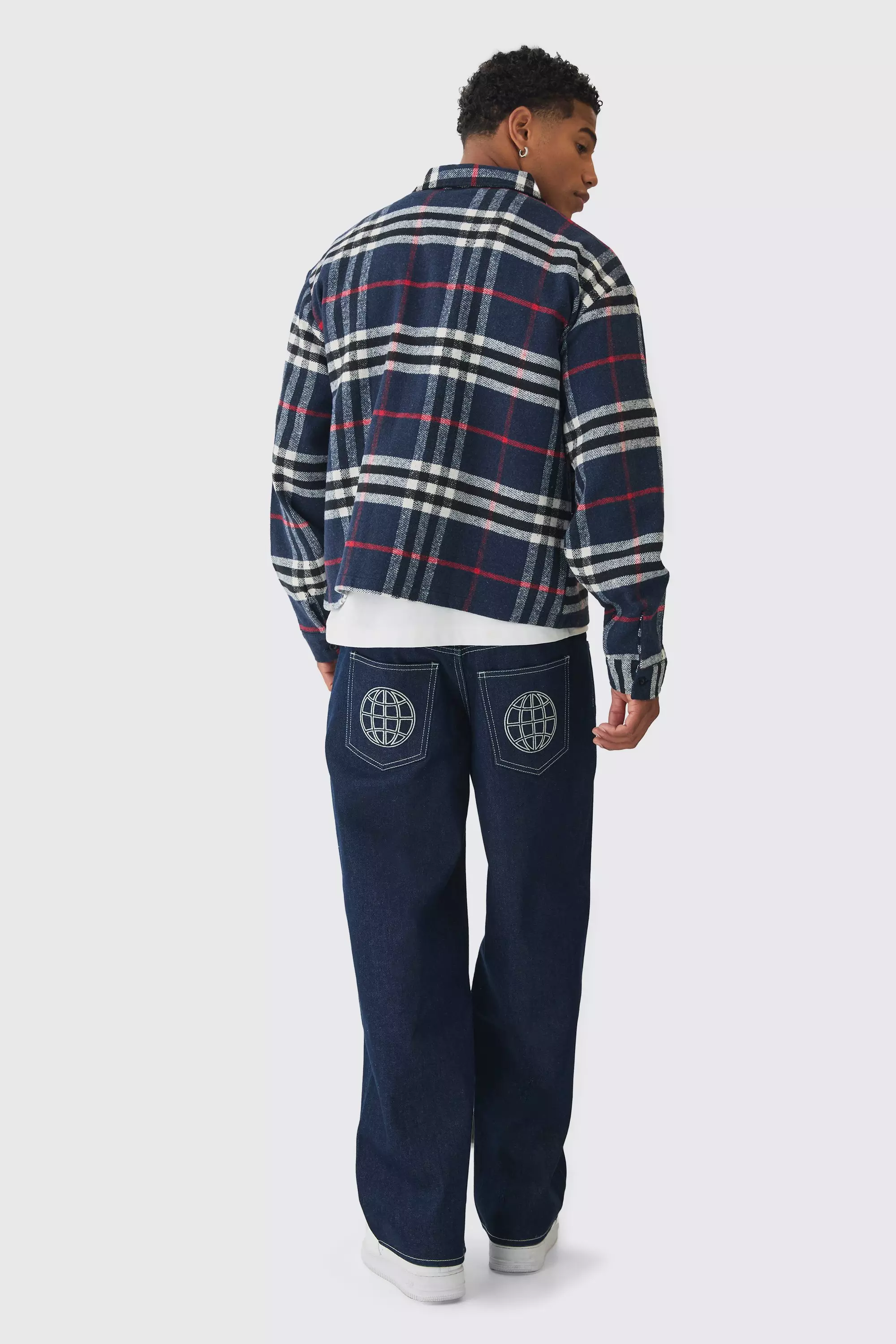Oversized Fit Boxy Plaid Shirt | boohooMAN USA