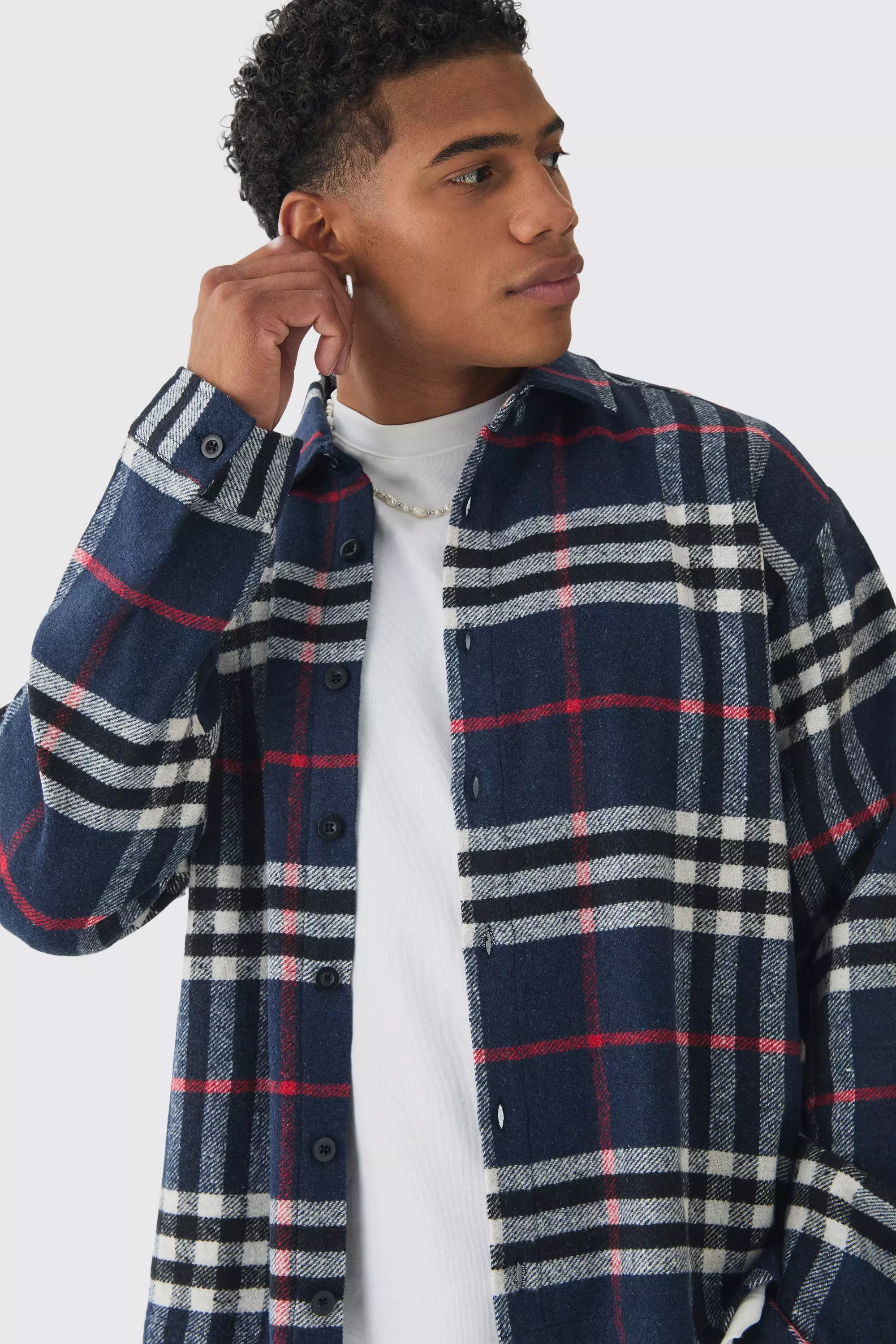 Oversized Fit Boxy Plaid Shirt | boohooMAN USA