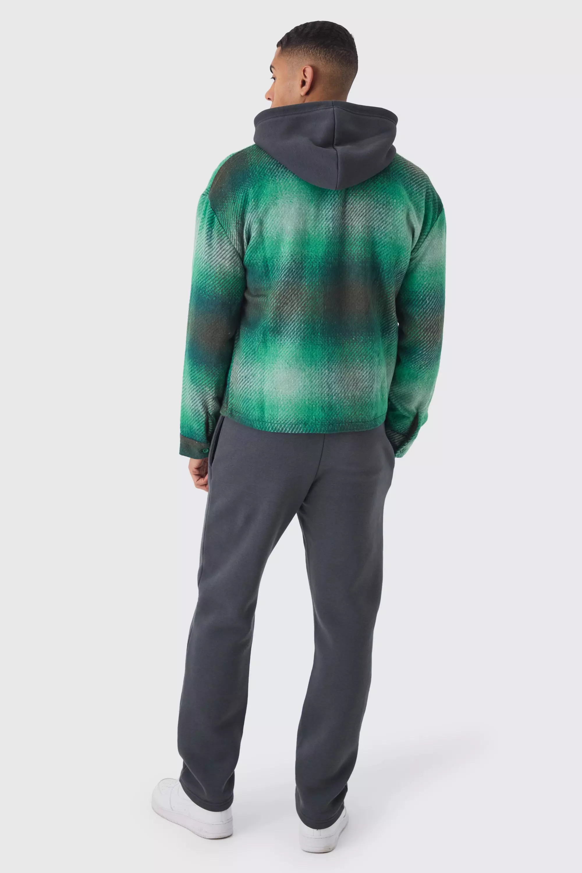 Green Regular Fit Brushed Check Overshirt alternative image