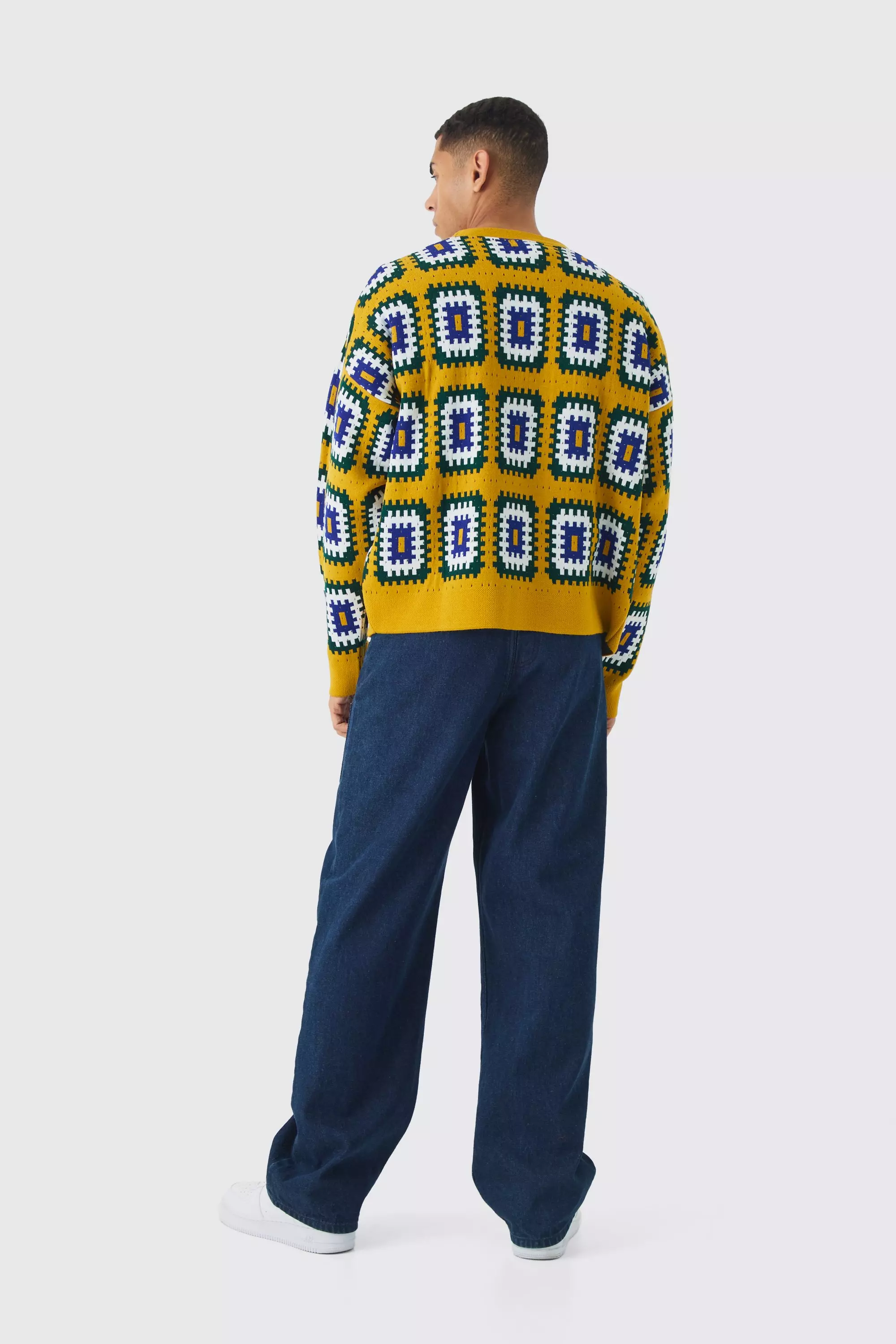 Mustard Oversized Boxy Crochet Cardigan alternative image