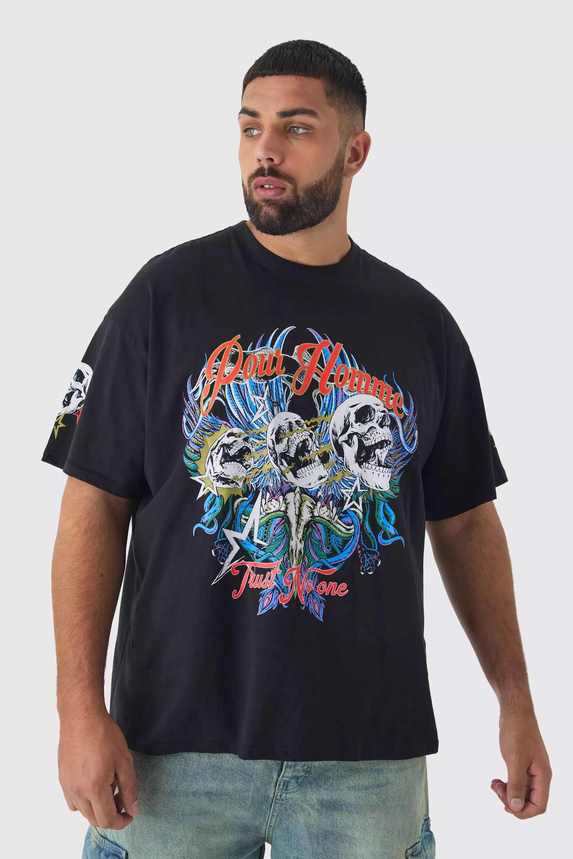 T shirt skull homme sales