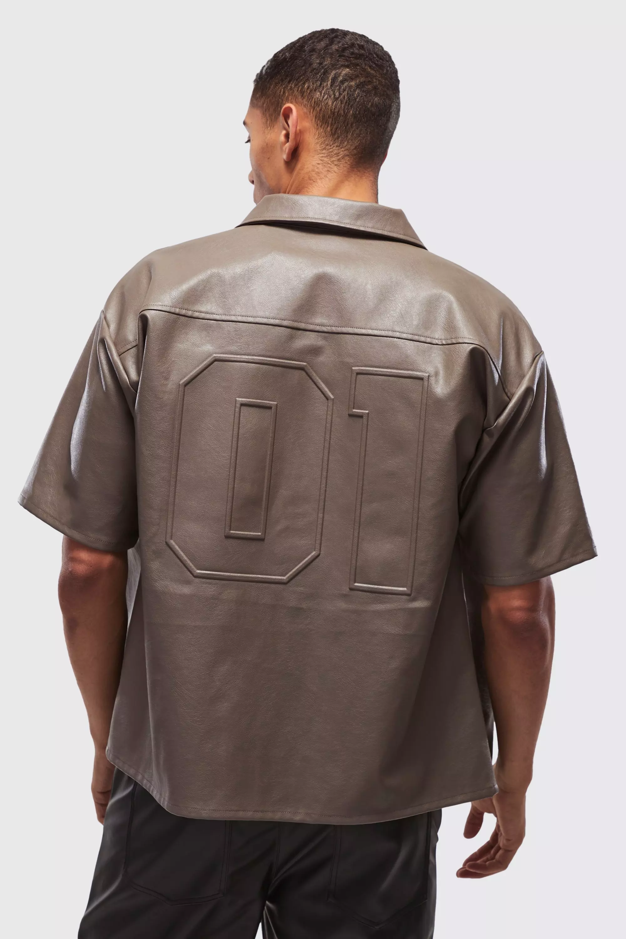 Taupe Oversized 01 PU Shirt alternative image