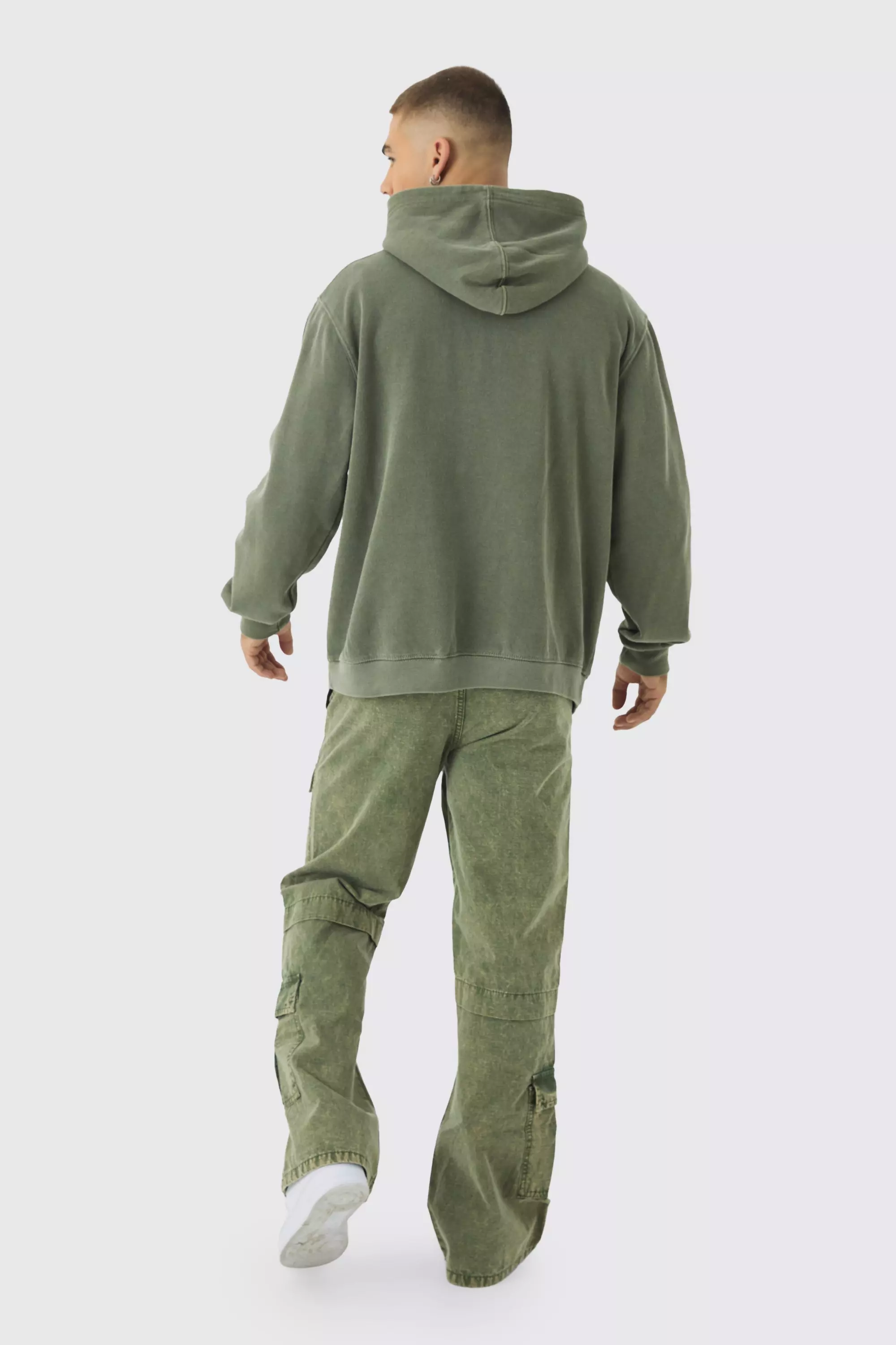 Khaki Relaxed Flared Oil Wash Ripstop Cargo Trousers alternative image