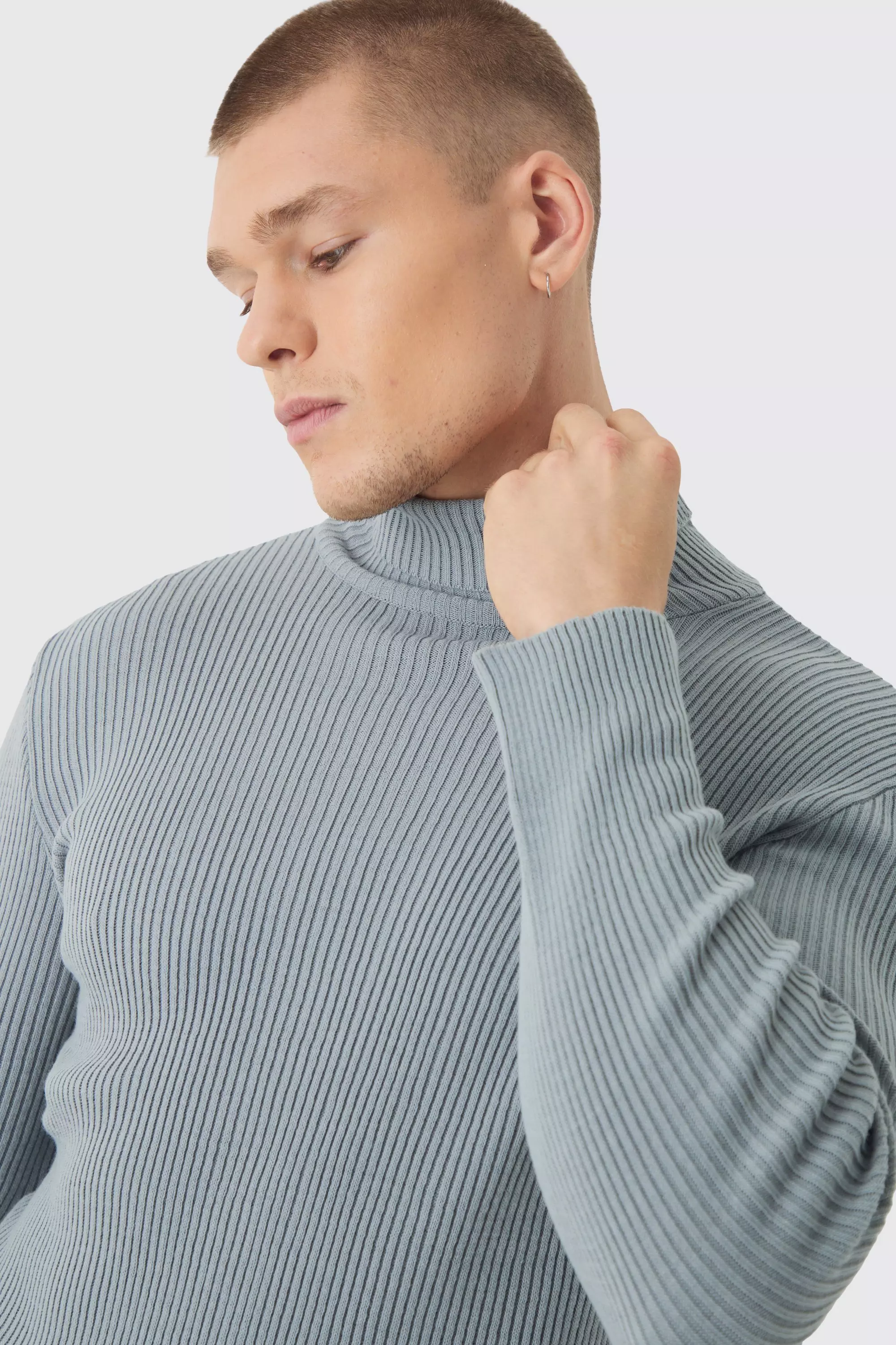 Mens muscle fit roll neck hot sale
