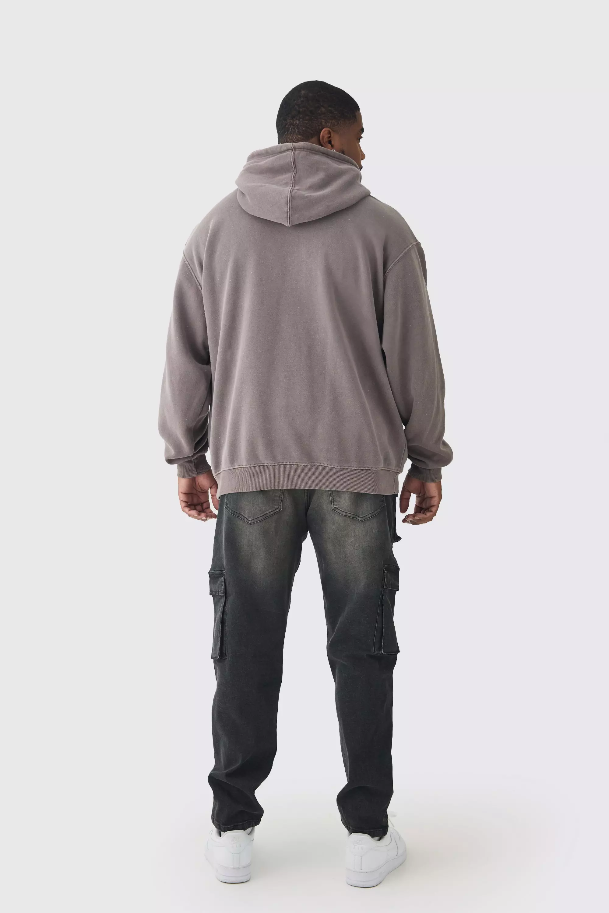 Grande taille - Jean cargo déchiré, Washed black autre image