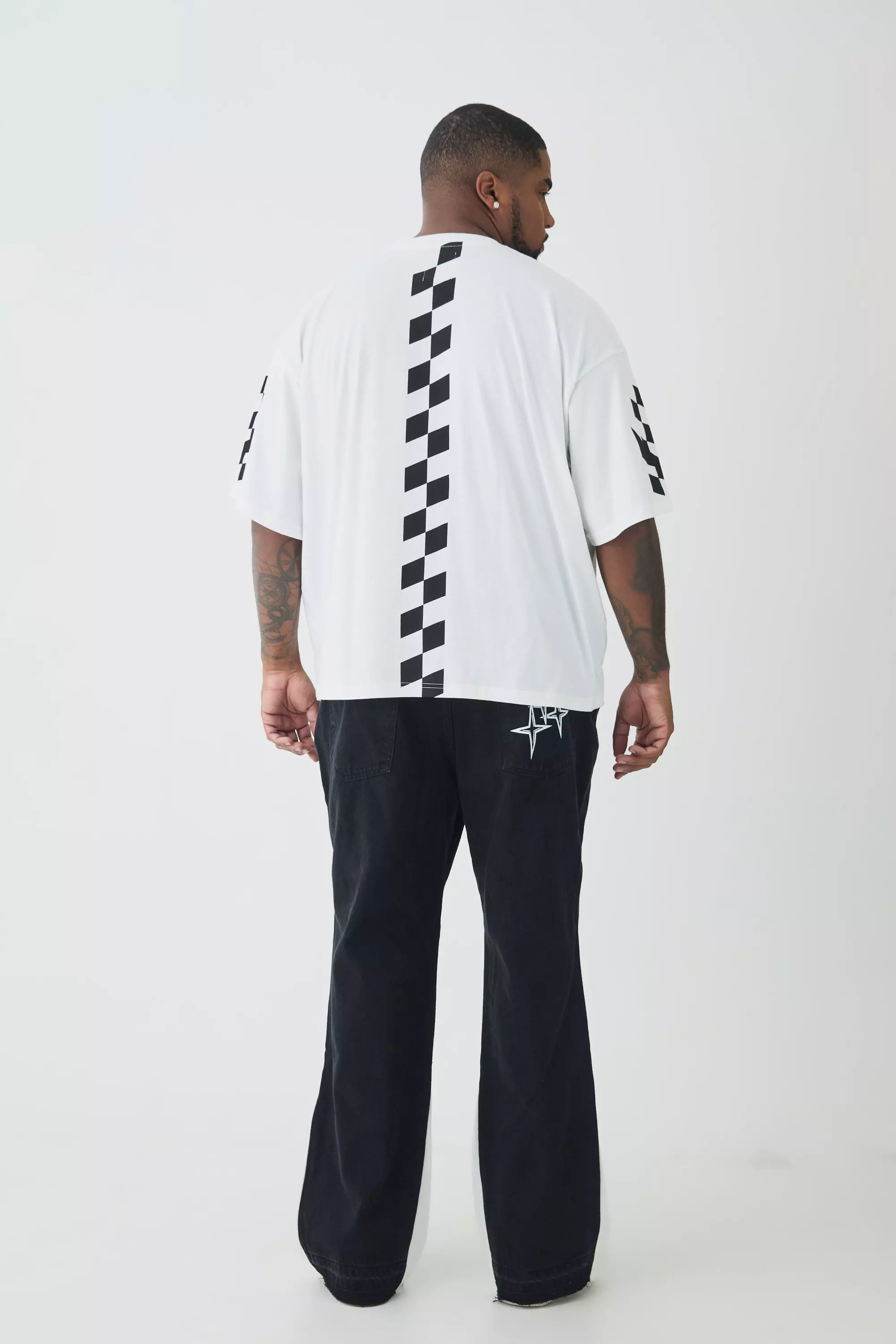 Washed black Plus Crotch Applique Gusset Detail Flared Jeans alternative image