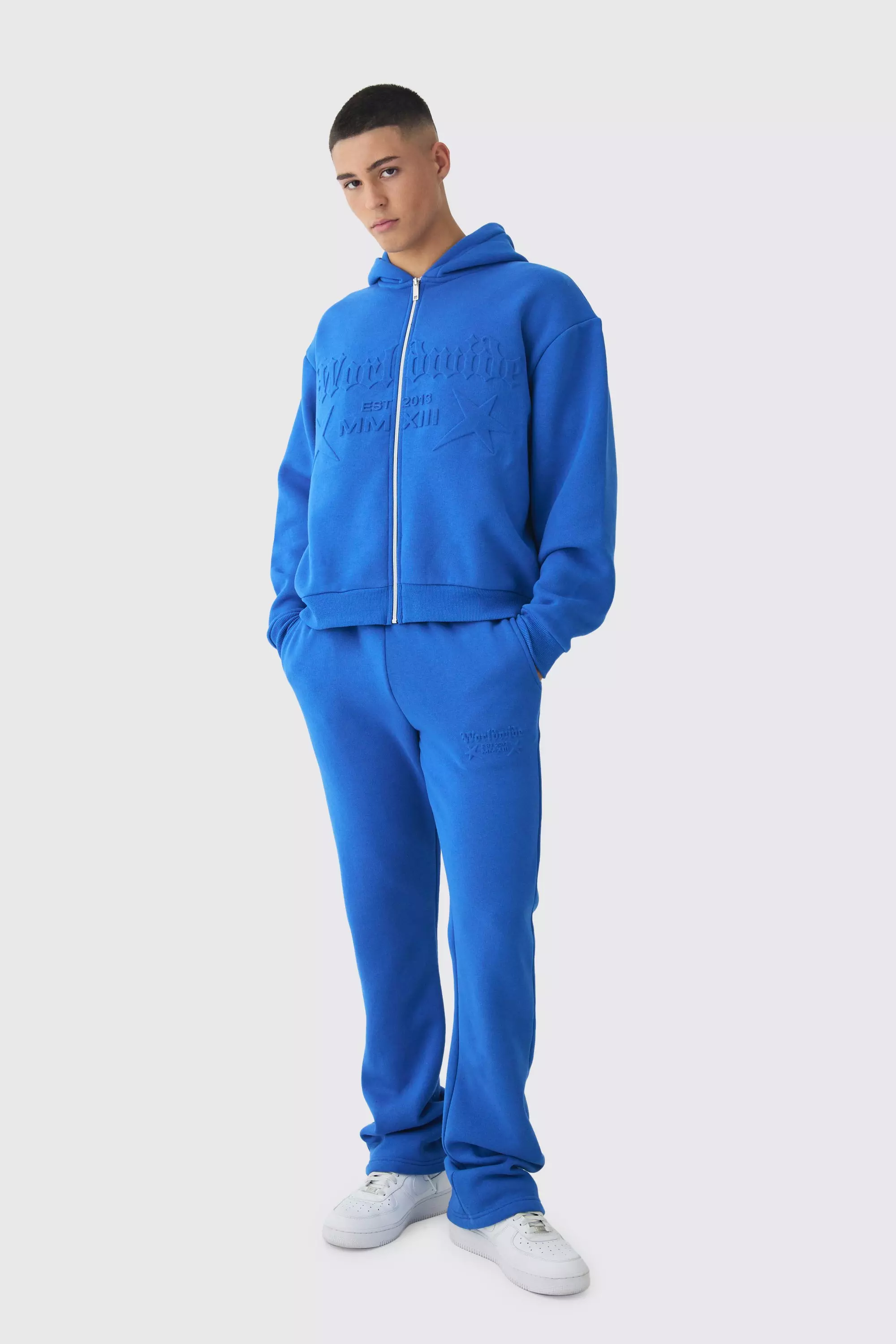 Boohooman blue tracksuit clearance