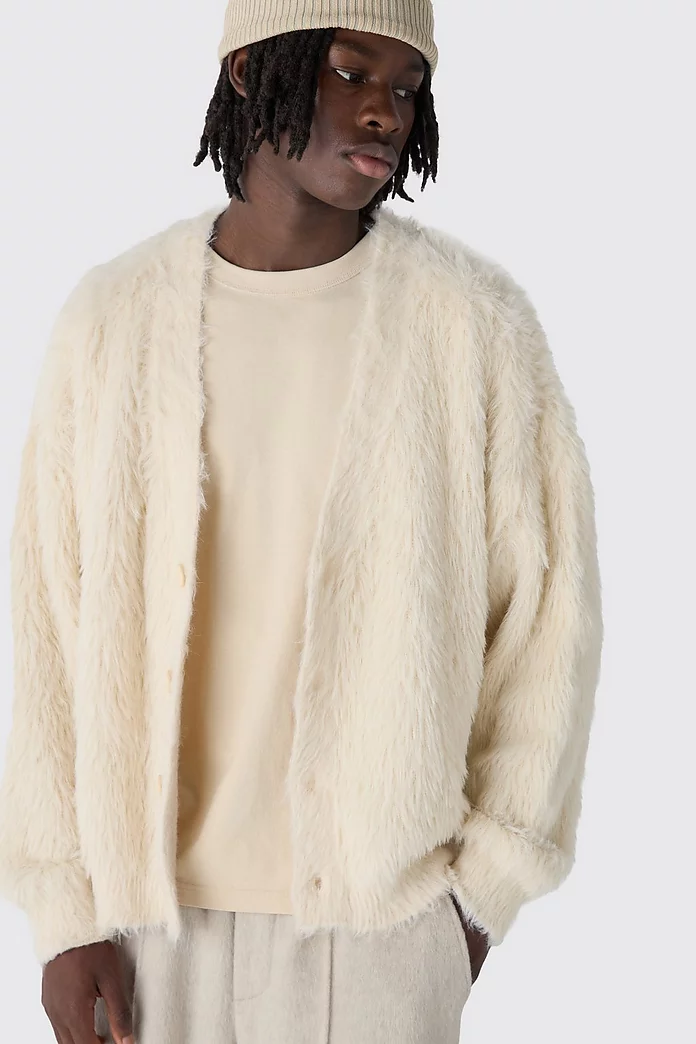 Oversized Boxy Super Fluffy Knitted Cardigan | boohooMAN USA Oversized Boxy Super Fluffy Knitted Cardigan | boohooMAN USA