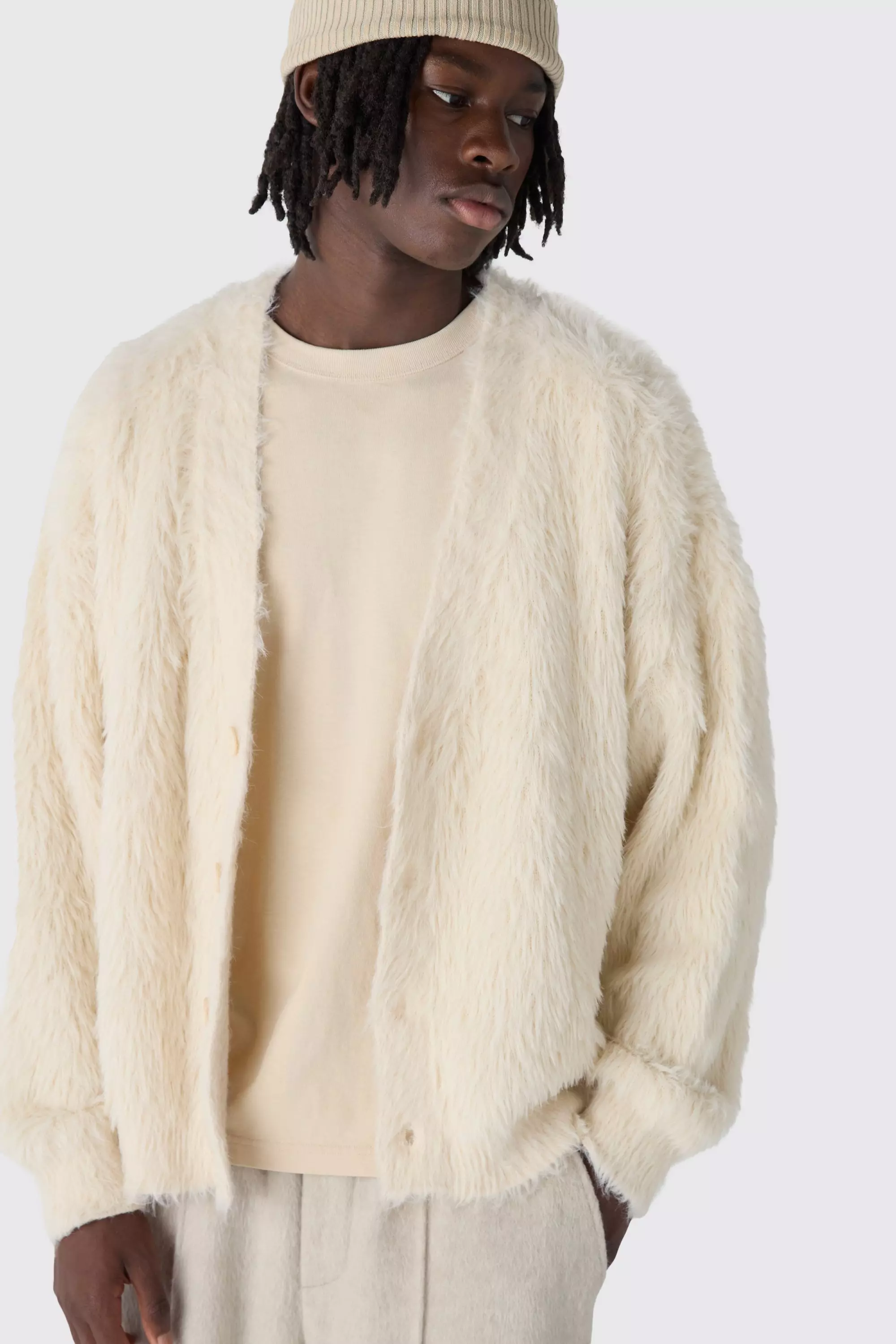 Oversized Boxy Super Fluffy Knitted Cardigan boohooMAN