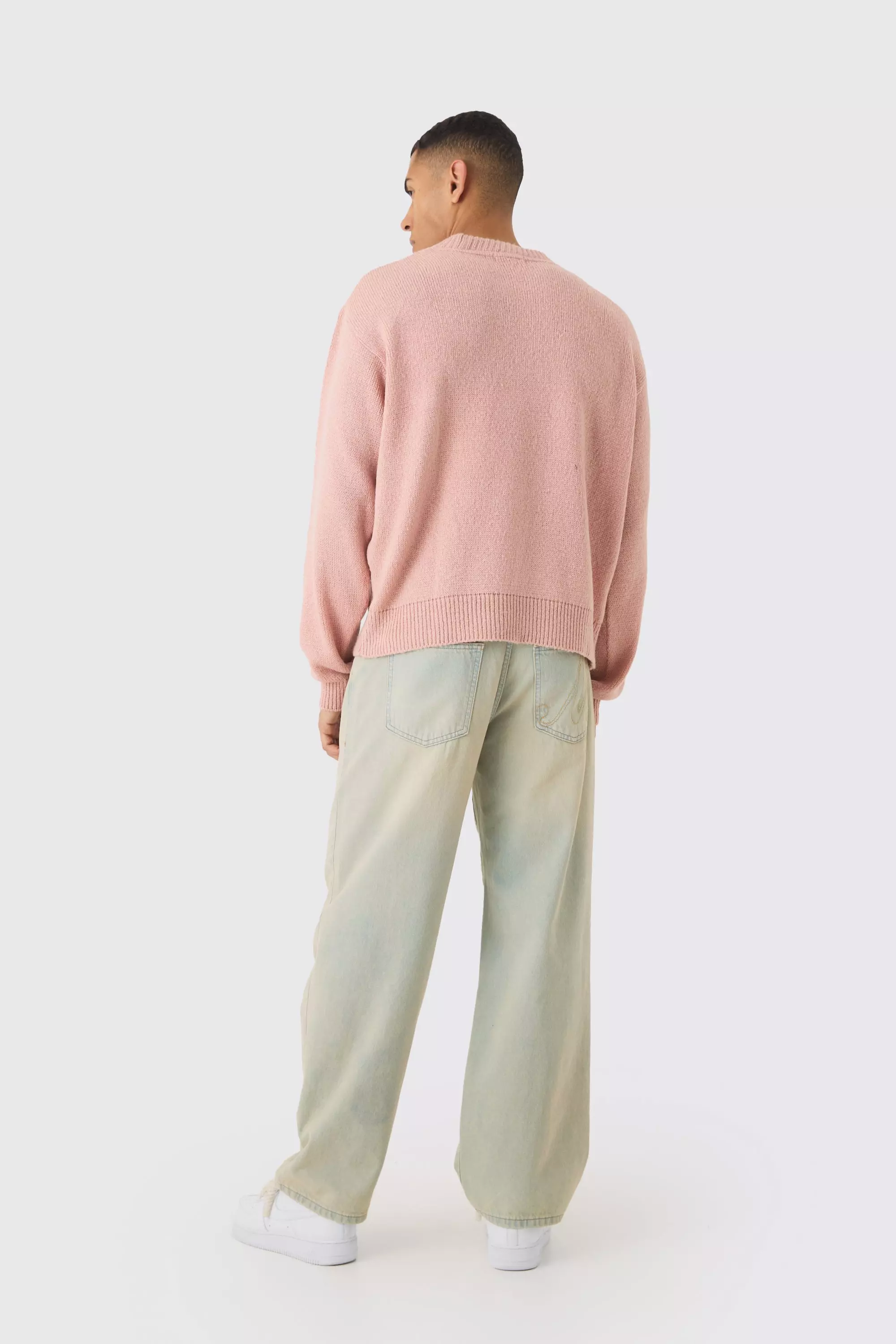 Oversized Boxy Brushed Knitted Sweater | boohooMAN USA