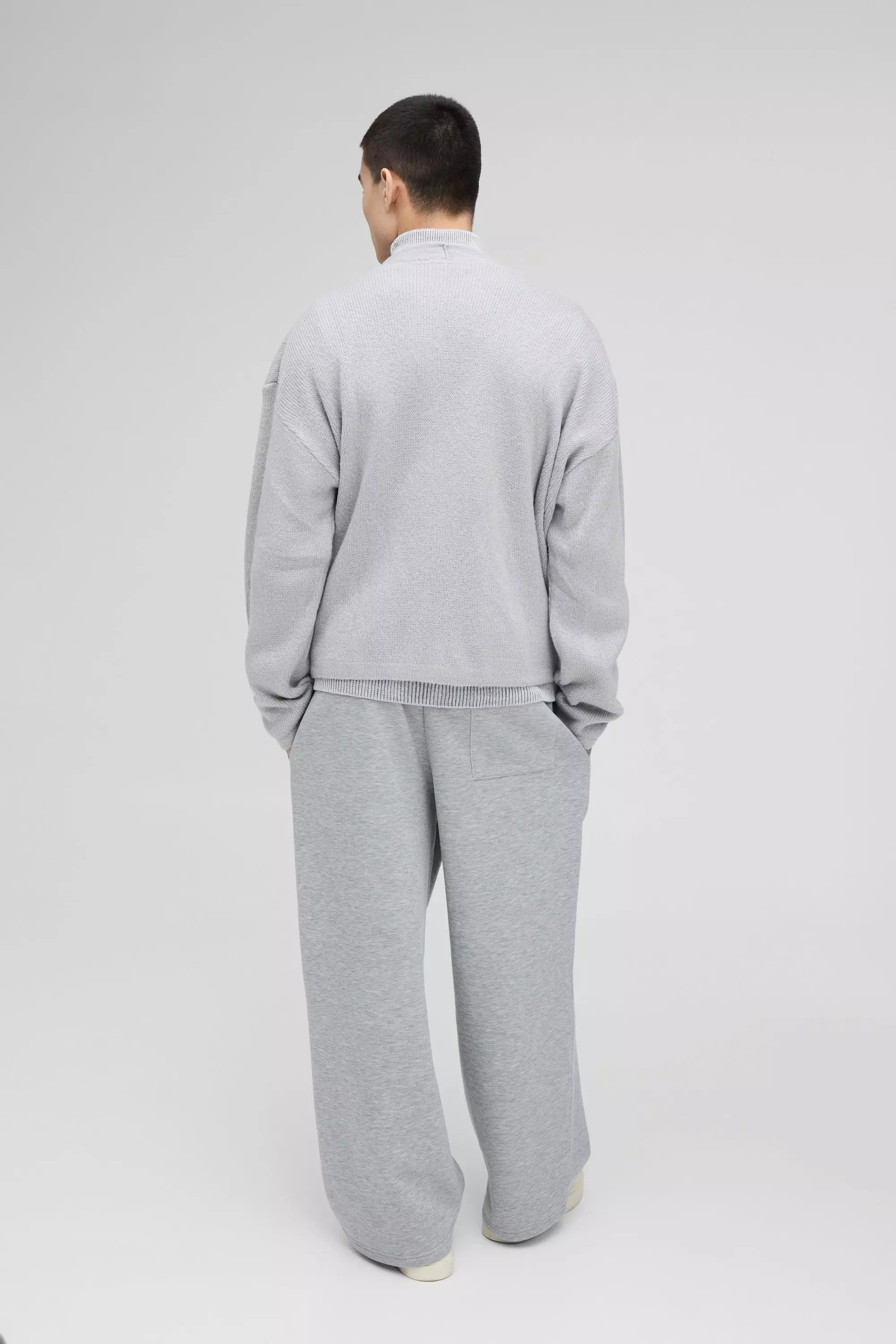 Light grey Oversized Boxy Knitted Cardigan alternative image