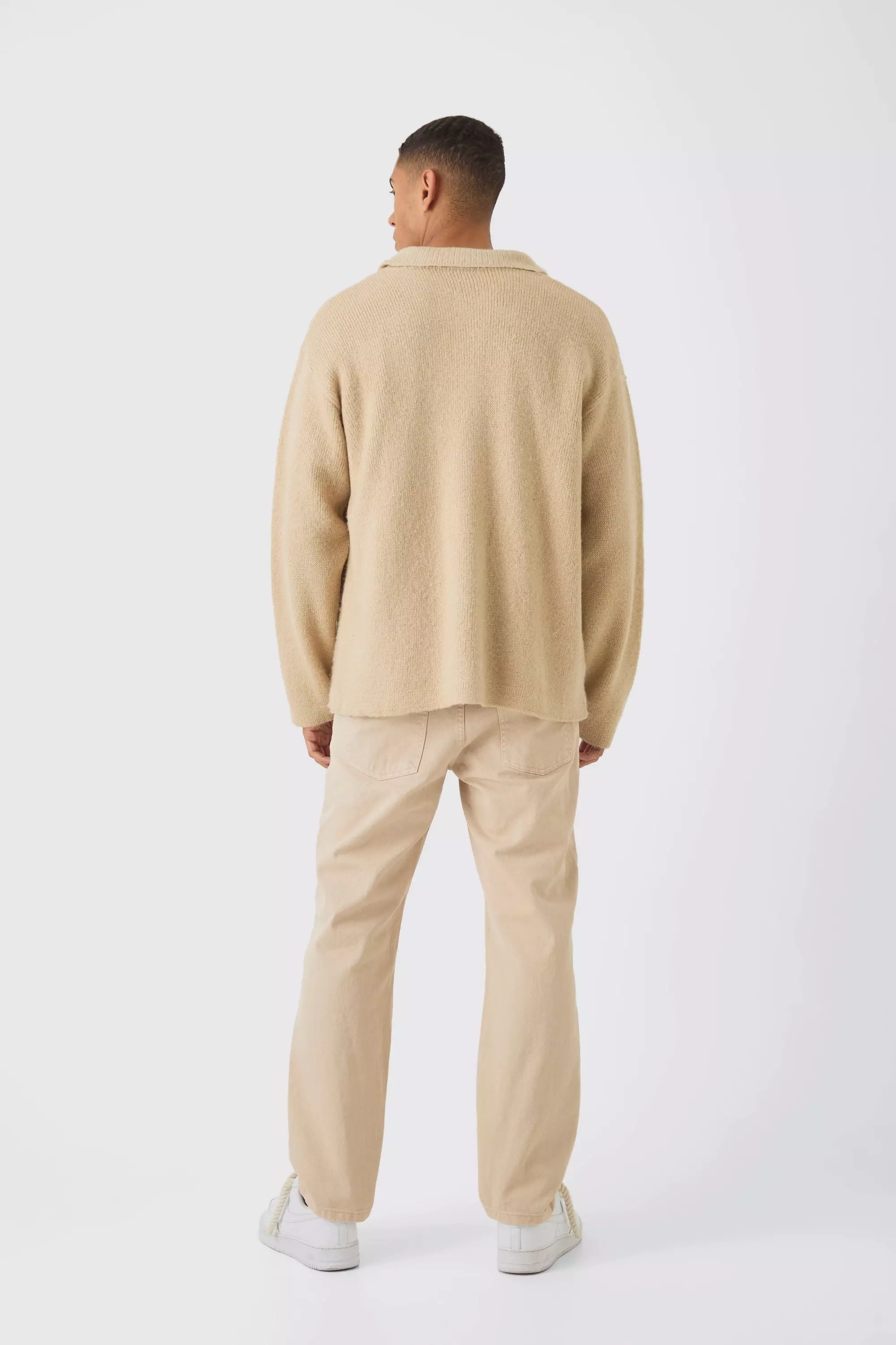Sand Oversized Brushed Knitted Shirt alternative image