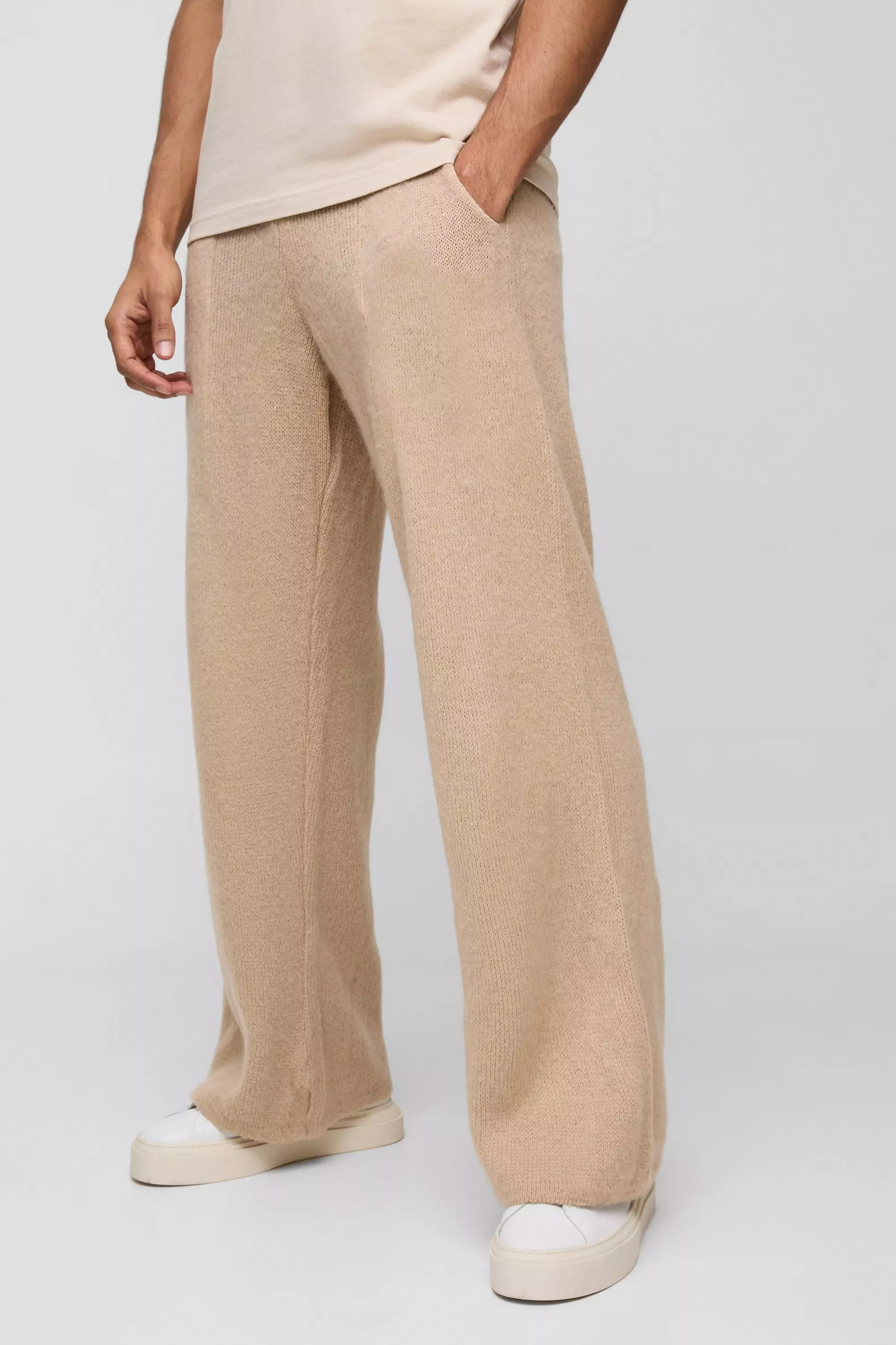 Relaxed Brushed Knitted Sweatpants Sand