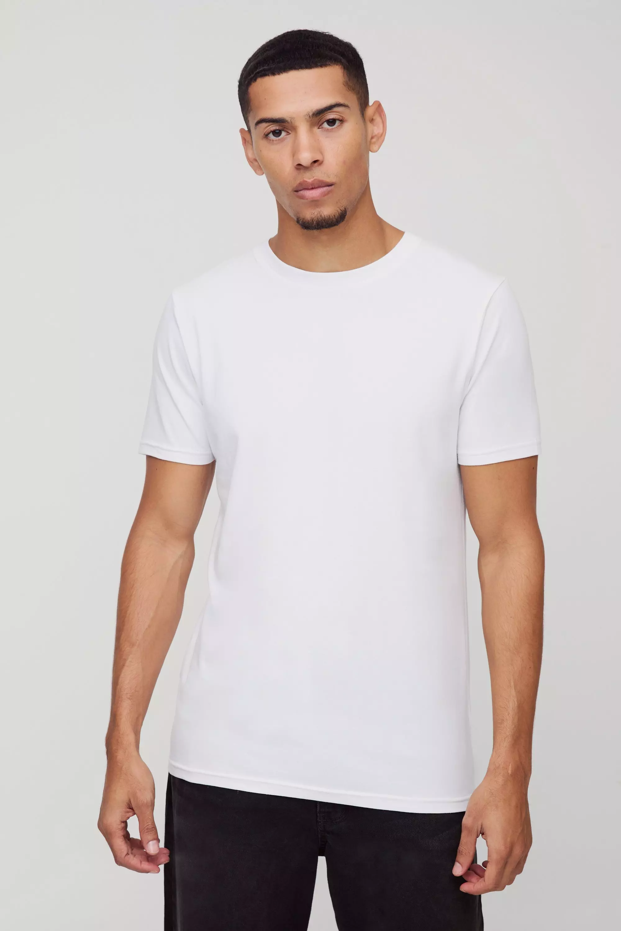White Premium Slim Fit Modal Content T-shirt alternative image
