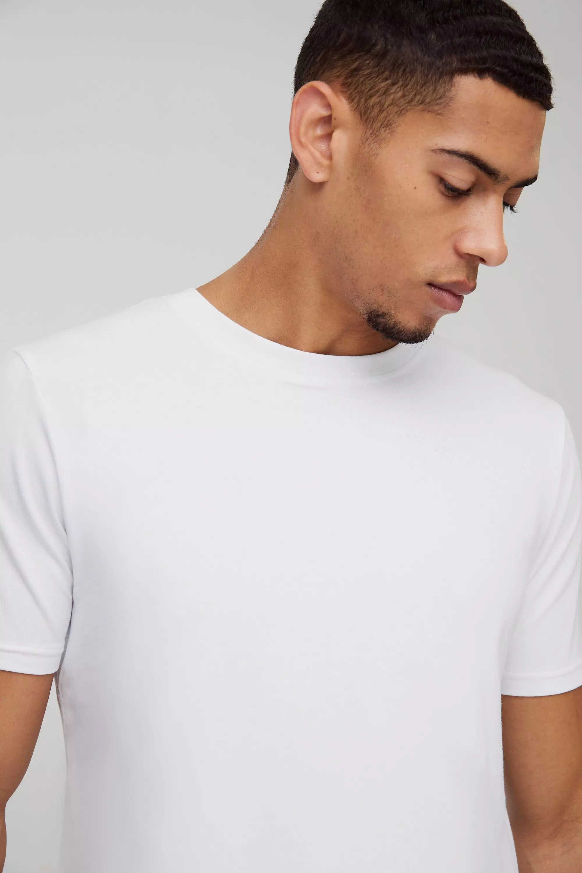 White Premium Slim Fit Modal Content T-shirt alternative image