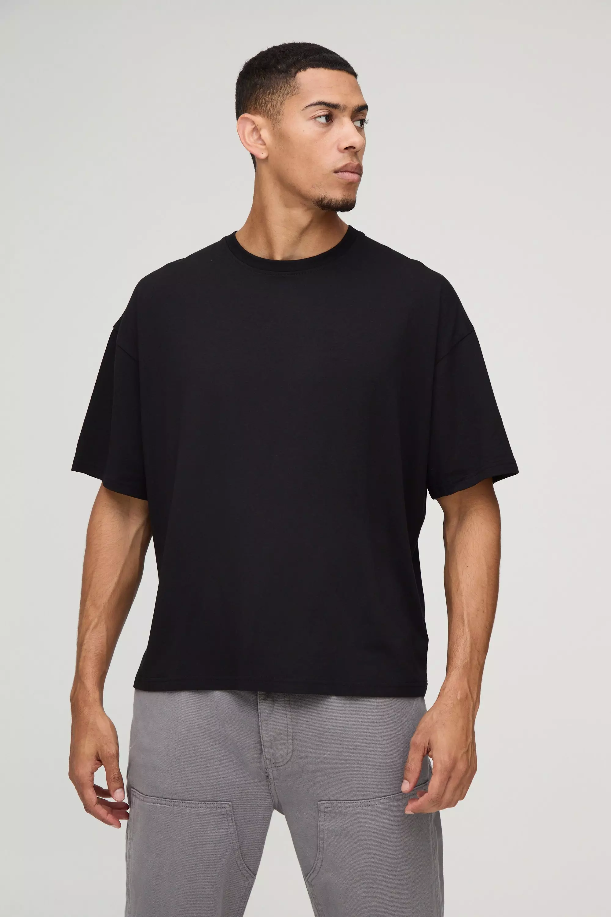 Black Oversized Boxy Premium Modal Content T-shirt