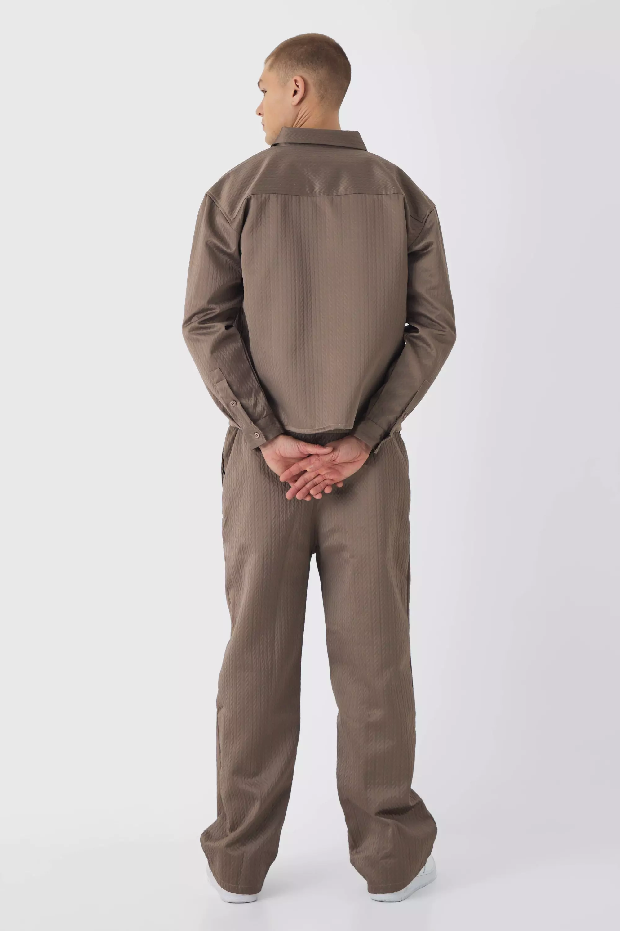 Brown Oversized Herringbone Shirt Jacket alternative image