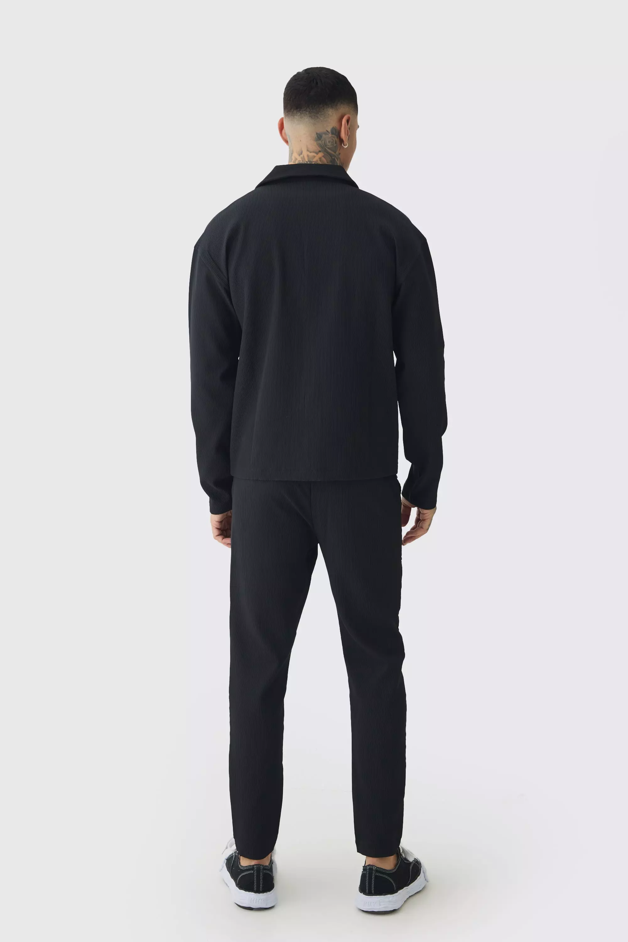 Tall Pleated Cargo Shirt Jacket | boohooMAN USA