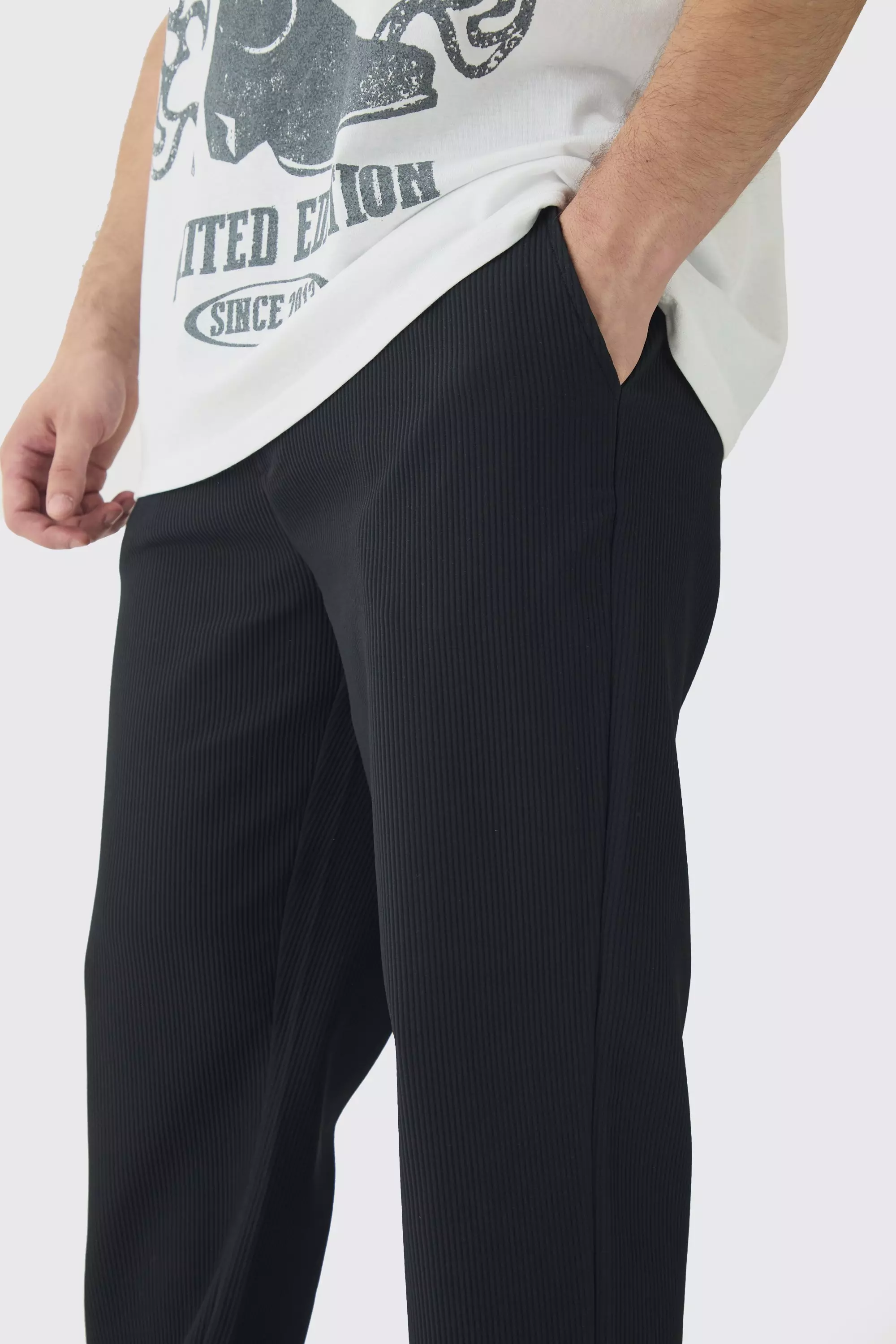 Black Tall Pleated Tapered Pants alternative image