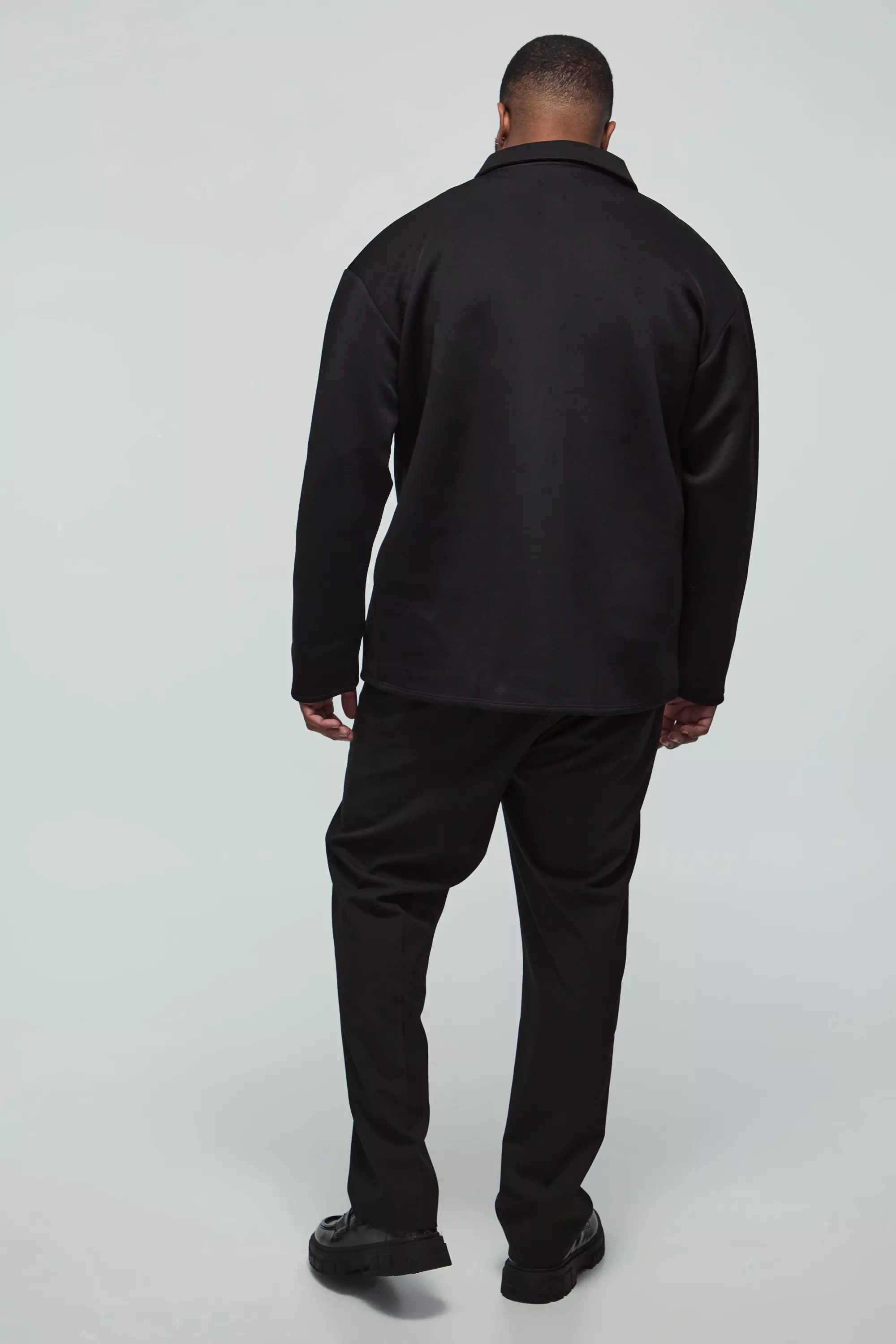 Black Plus Bonded Scuba Zip Through Overshirt alternative image