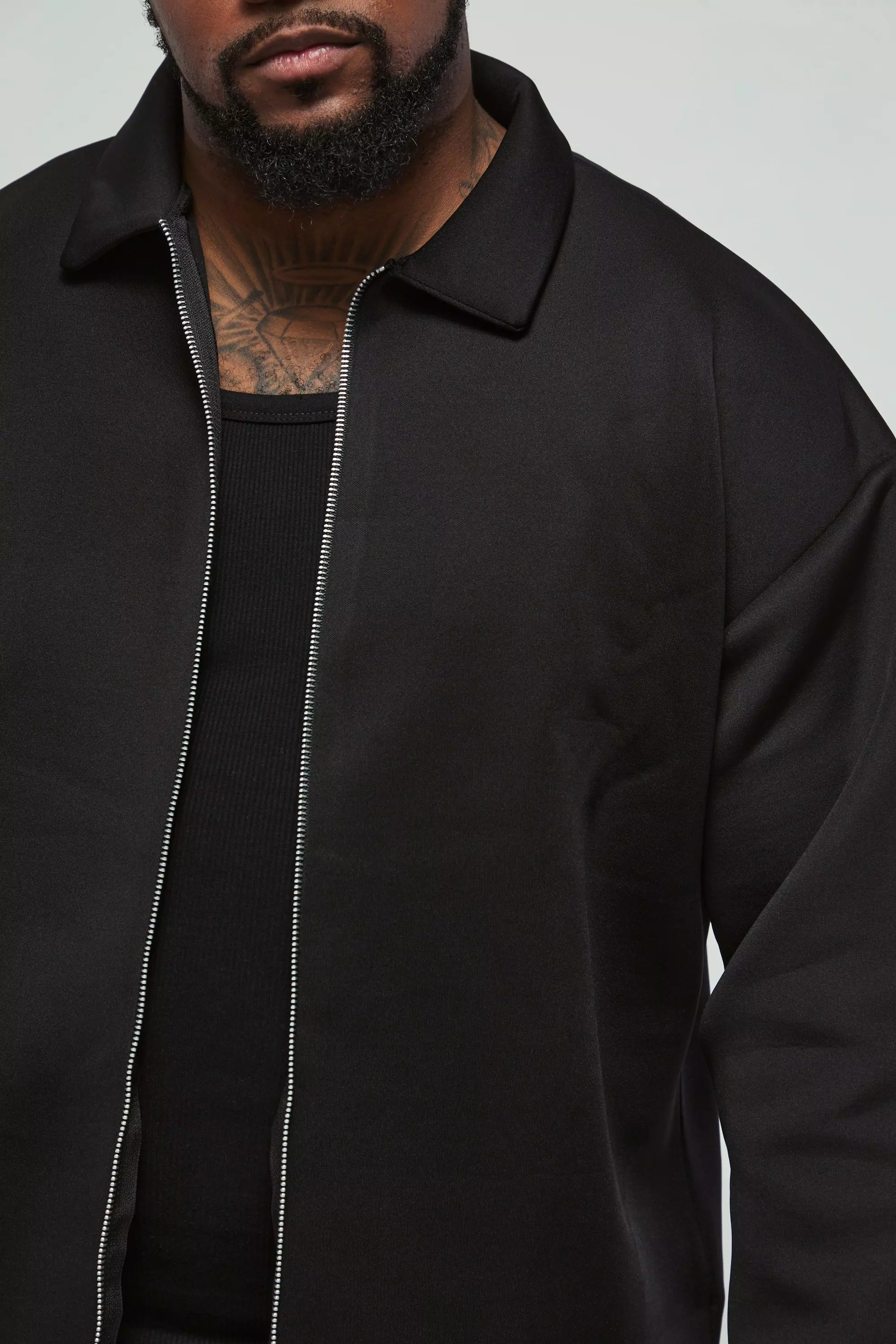 Black Plus Bonded Scuba Zip Through Overshirt alternative image