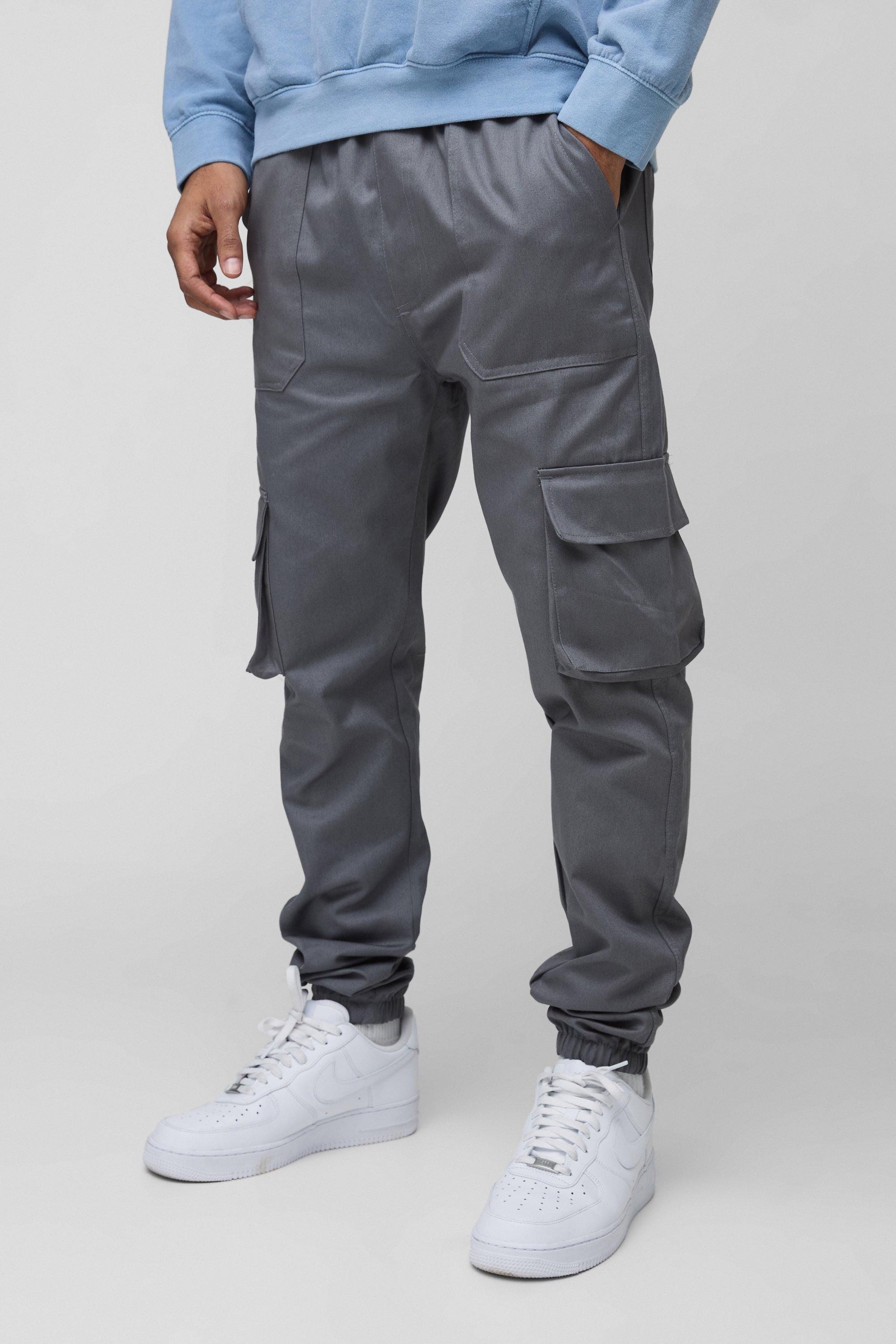 Men's Grey Cargo Pants | boohooMAN USA Men's Grey Cargo Pants | boohooMAN USA