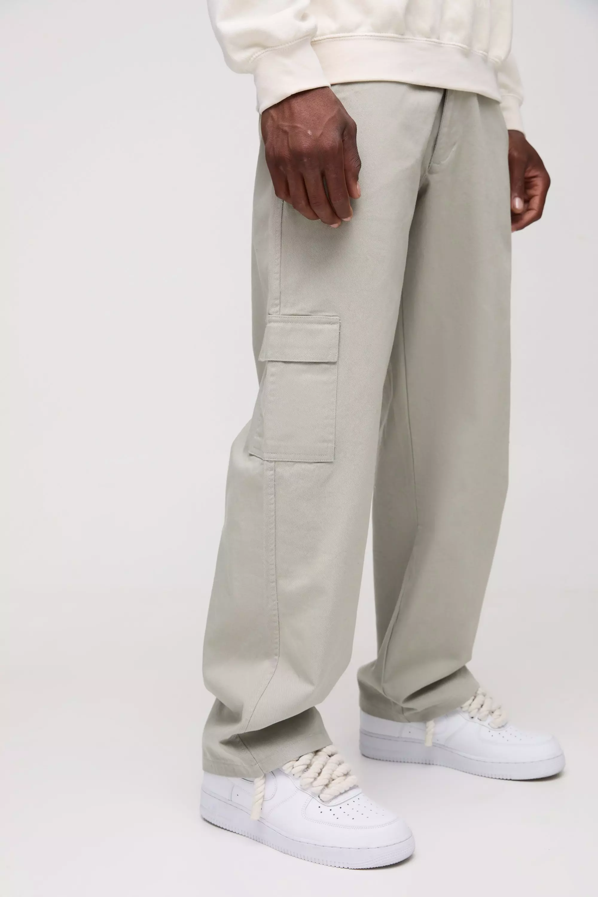 Pantalon cargo large à taille fixe, Stone autre image