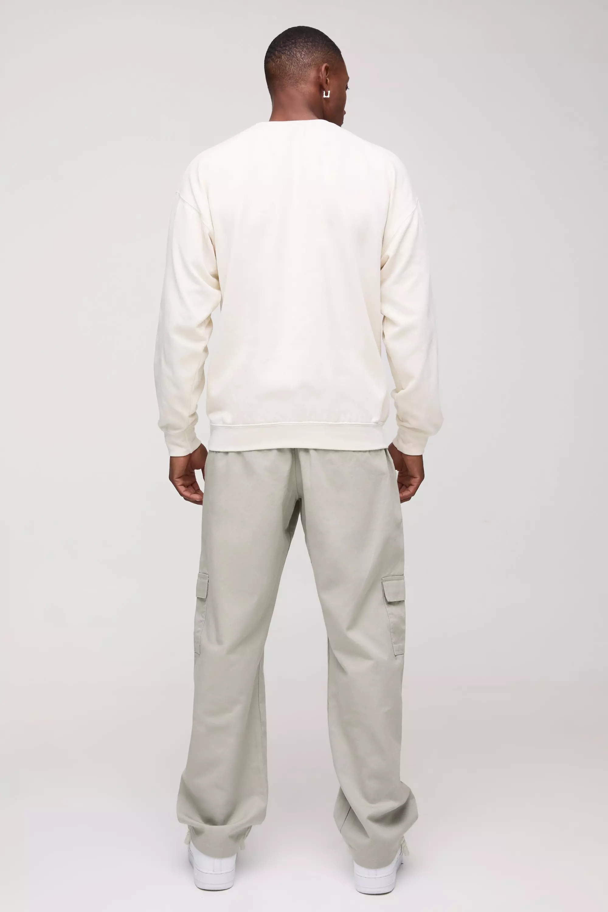 Pantalon cargo large à taille fixe, Stone autre image
